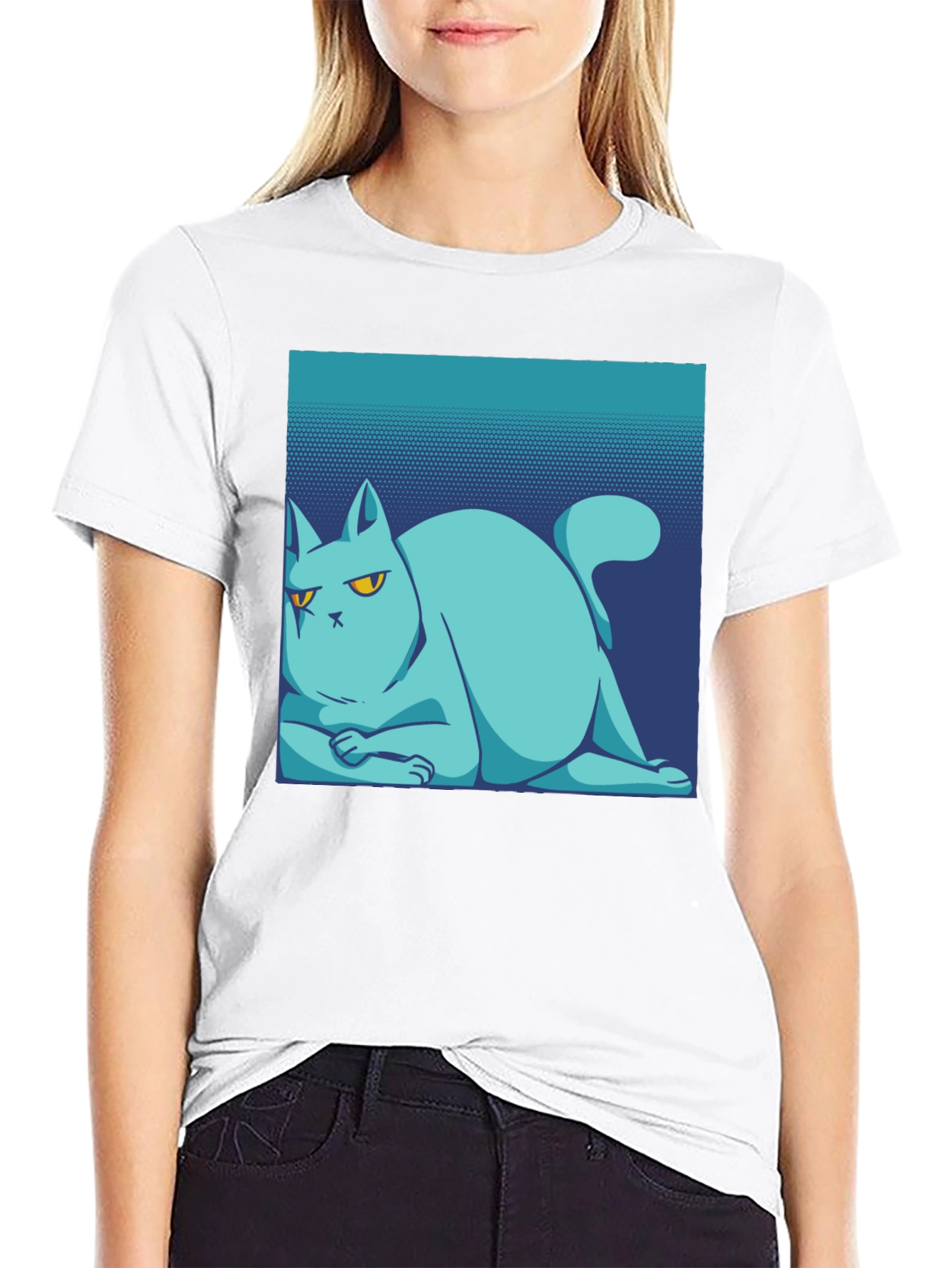 Cool Cat Tee: Black Cotton T-Shirt with Unique Graphic