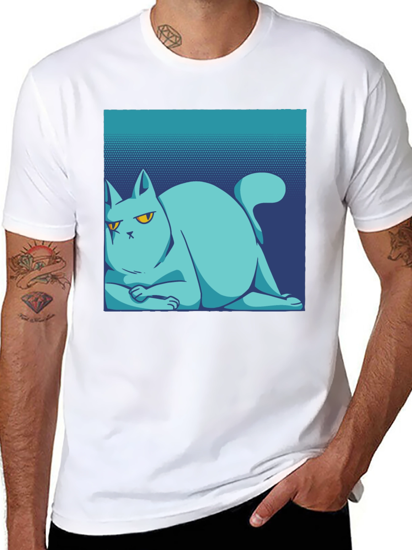 Cool Cat Tee: Black Cotton T-Shirt with Unique Graphic