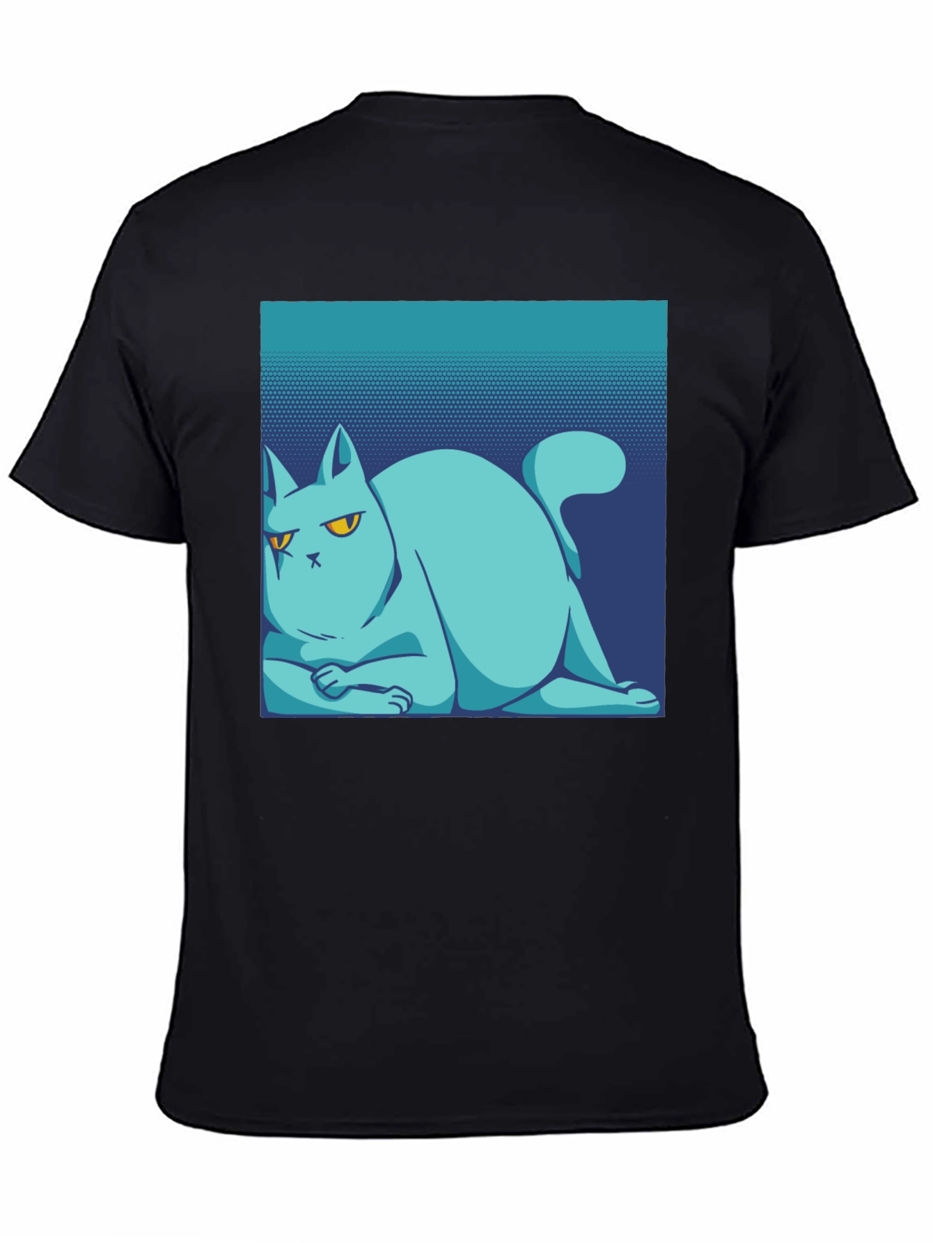 Cool Cat Tee: Black Cotton T-Shirt with Unique Graphic