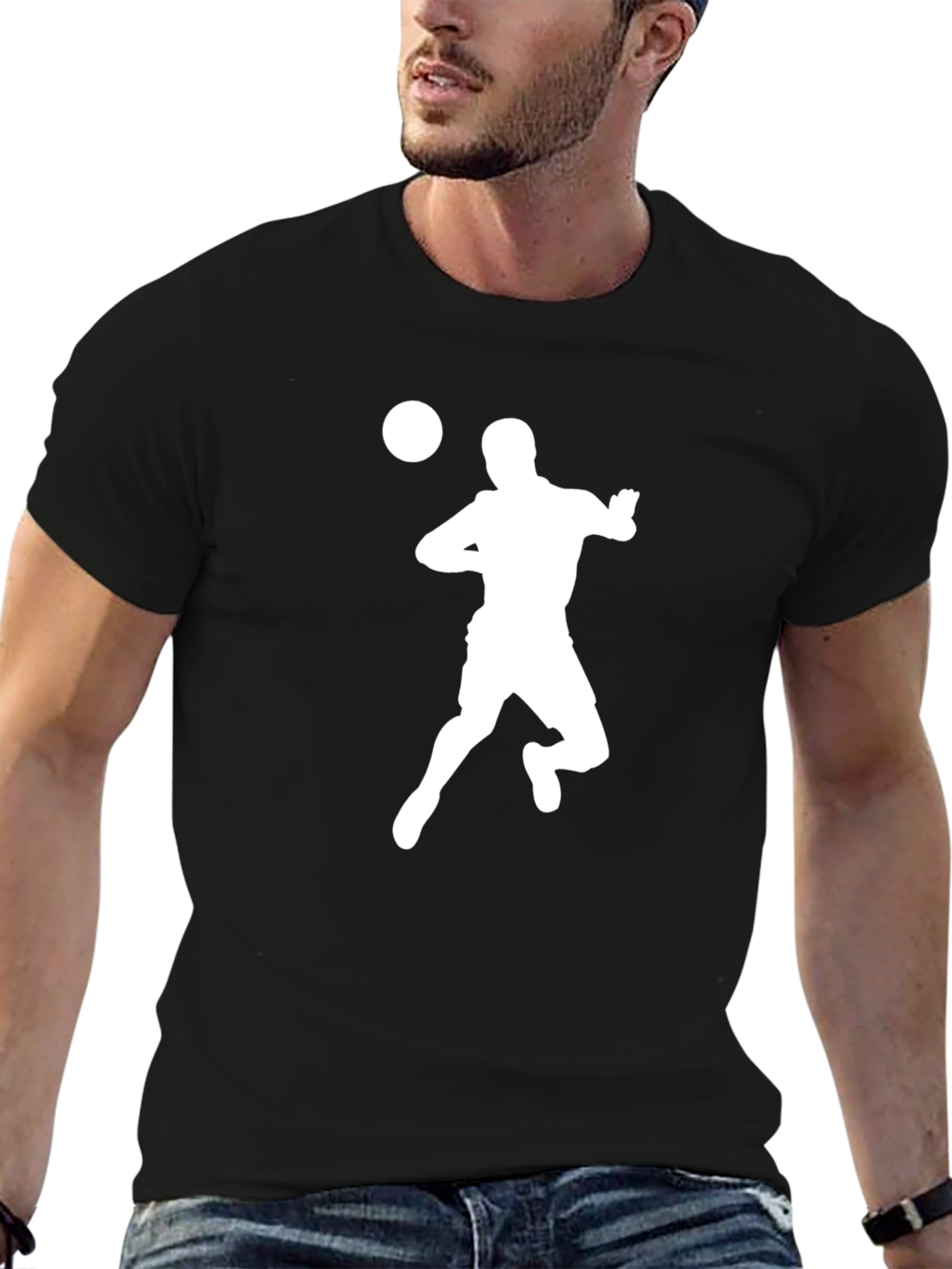Soccer Player Graphic Tee - Casual Black T-Shirt