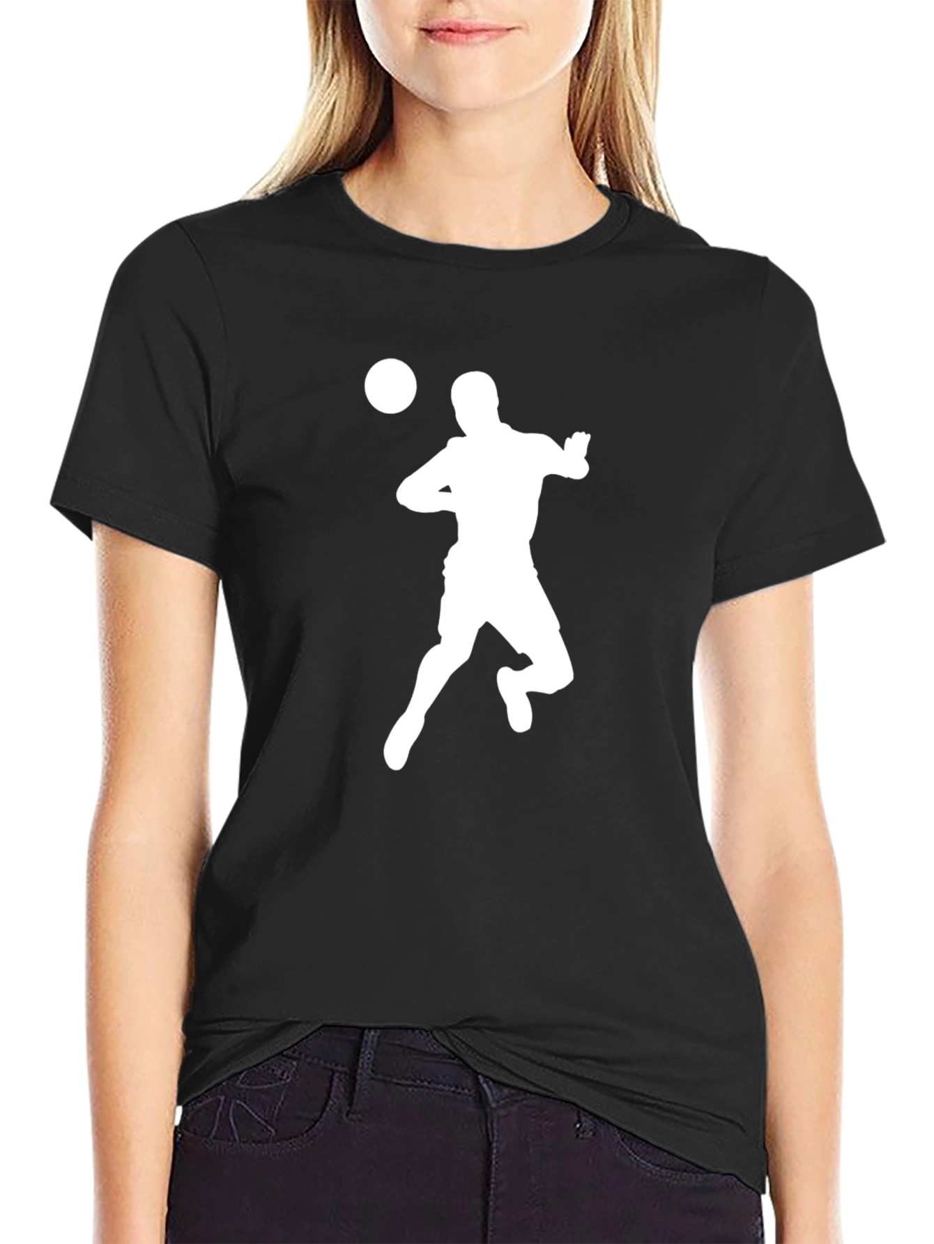 Soccer Player Graphic Tee - Casual Black T-Shirt