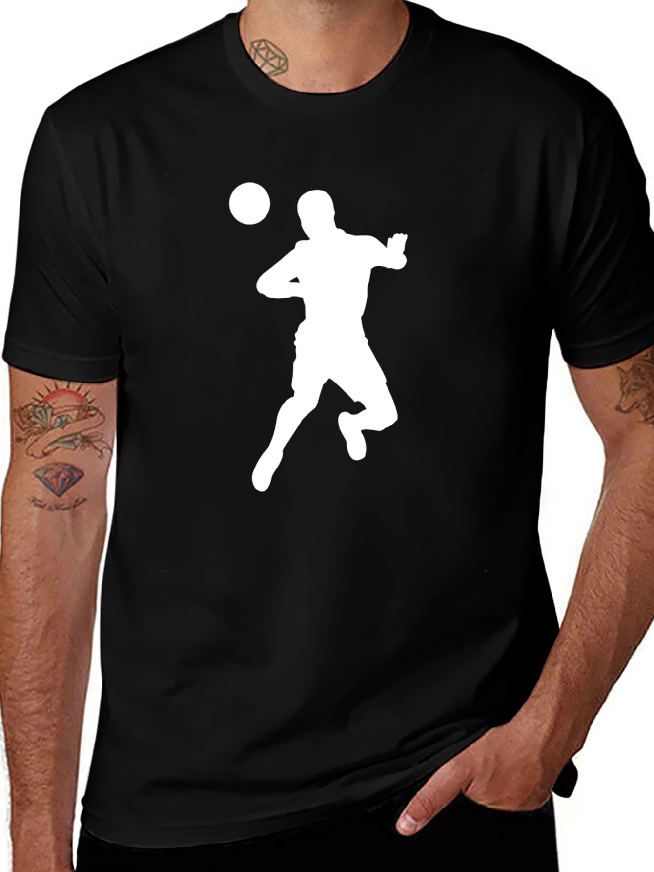 Soccer Player Graphic Tee - Casual Black T-Shirt