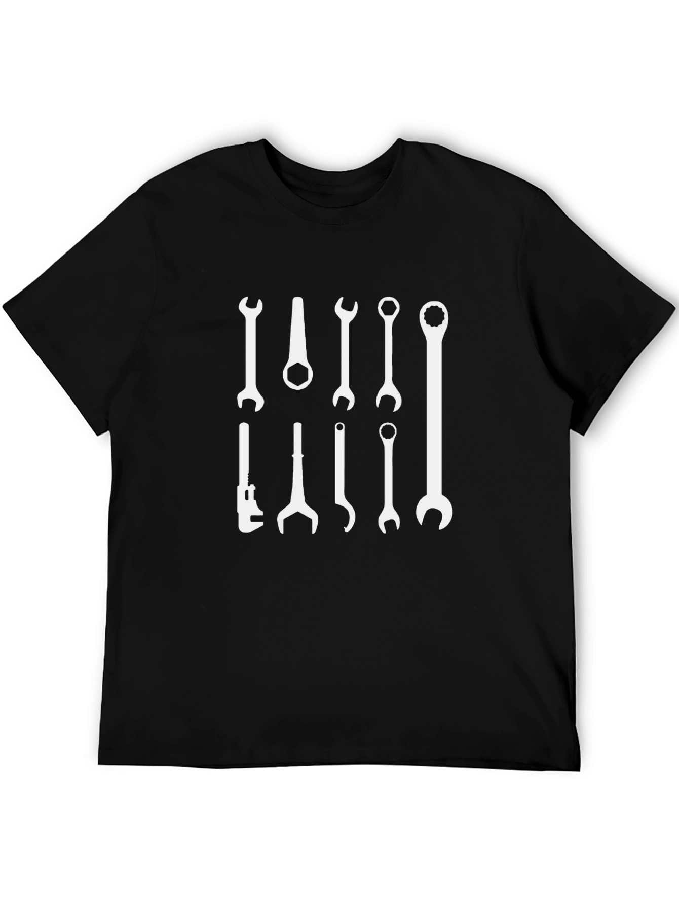 Wrench Tool Graphic Tee - Black Cotton T-Shirt