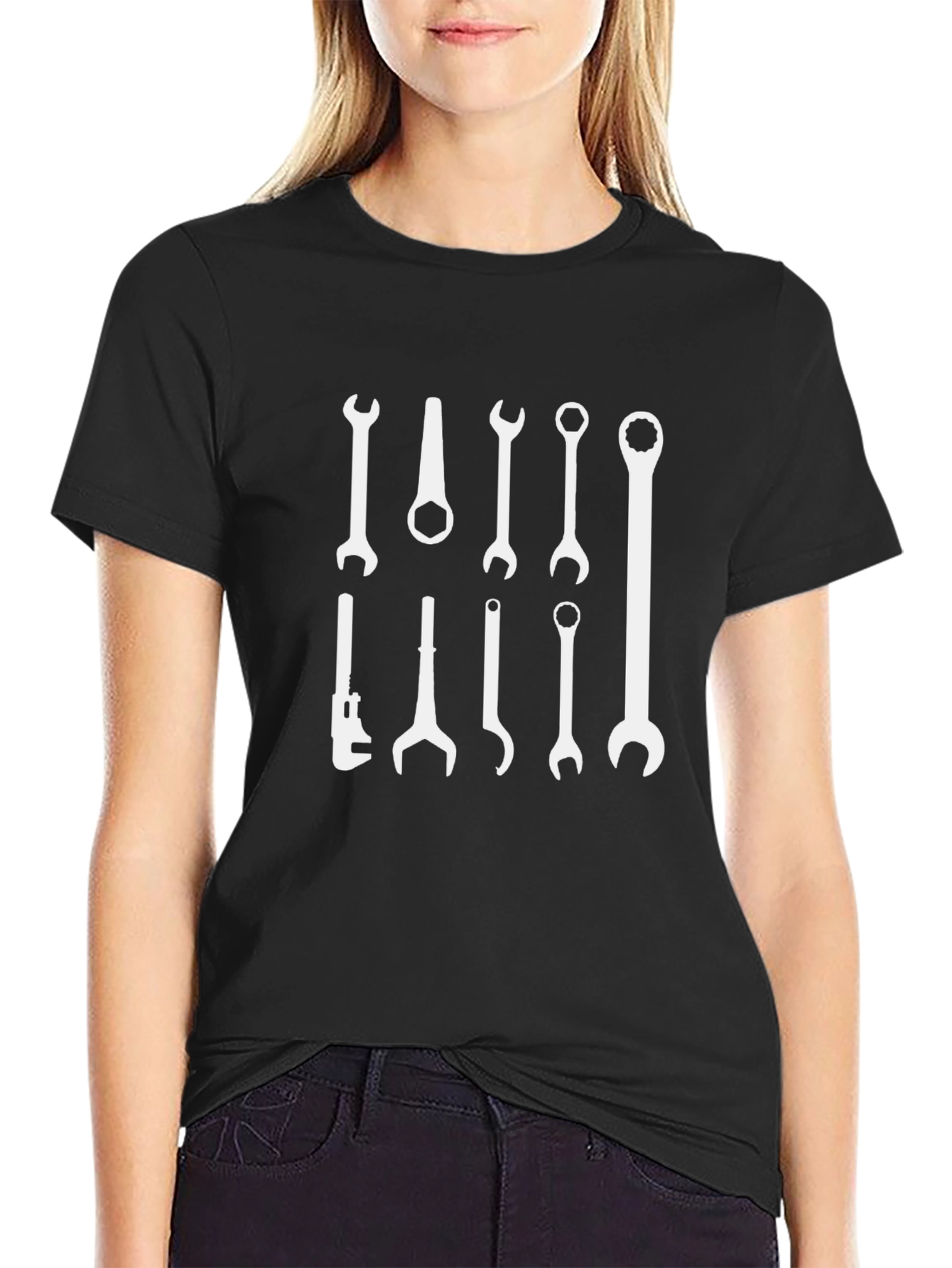 Wrench Tool Graphic Tee - Black Cotton T-Shirt
