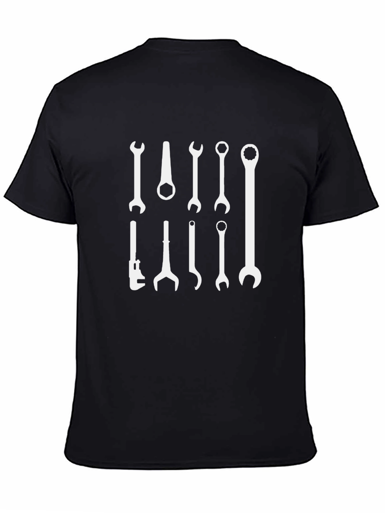 Wrench Tool Graphic Tee - Black Cotton T-Shirt