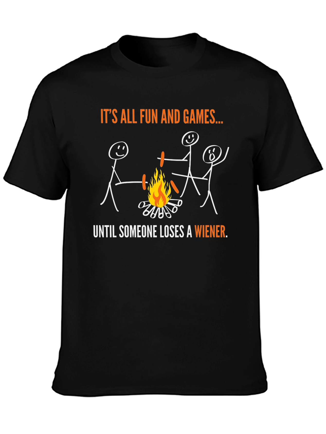 Funny Campfire Wiener Roast Stick Figure T-Shirt