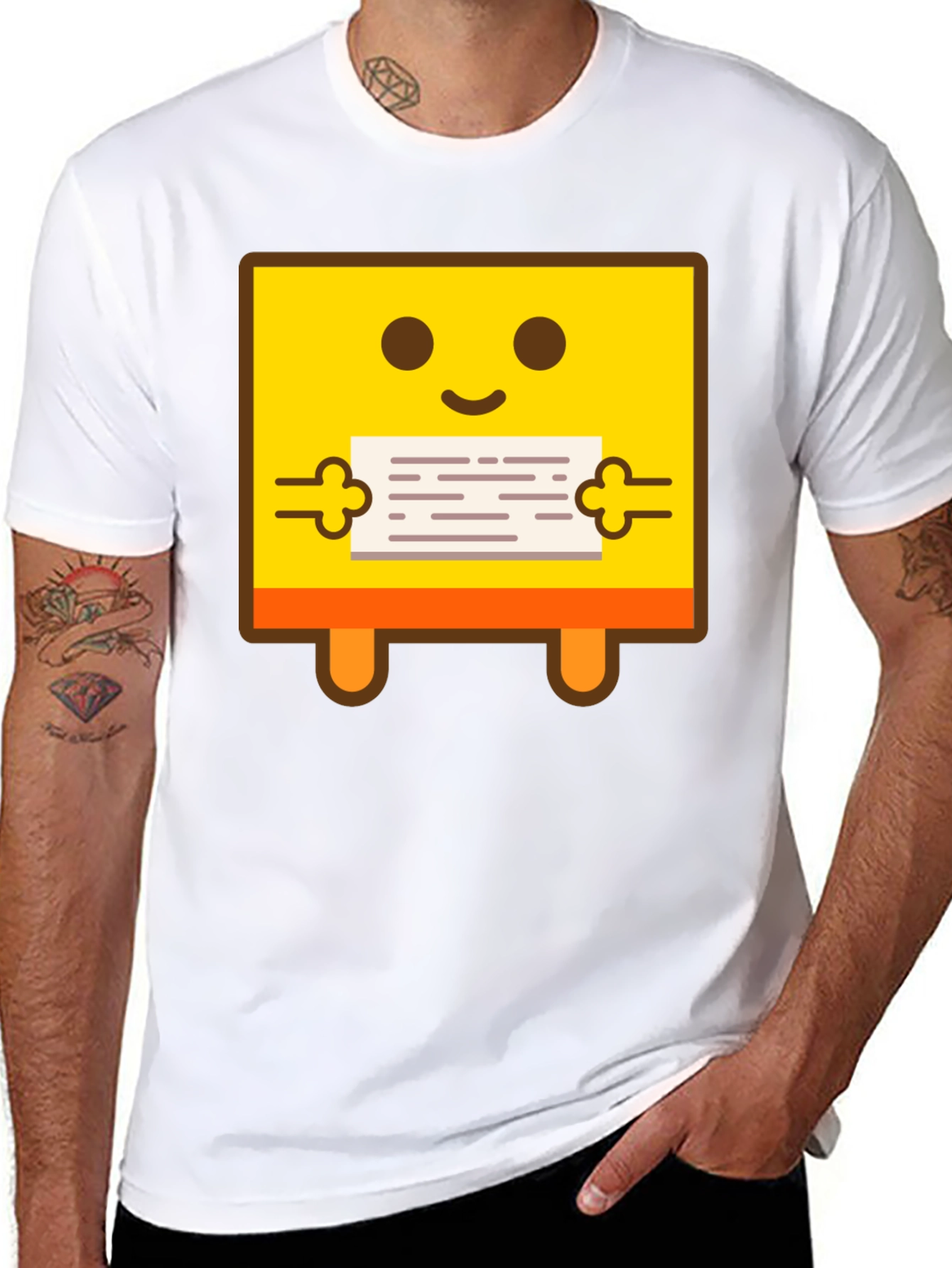 Smiley Face Holding Sign Graphic Tee - Black