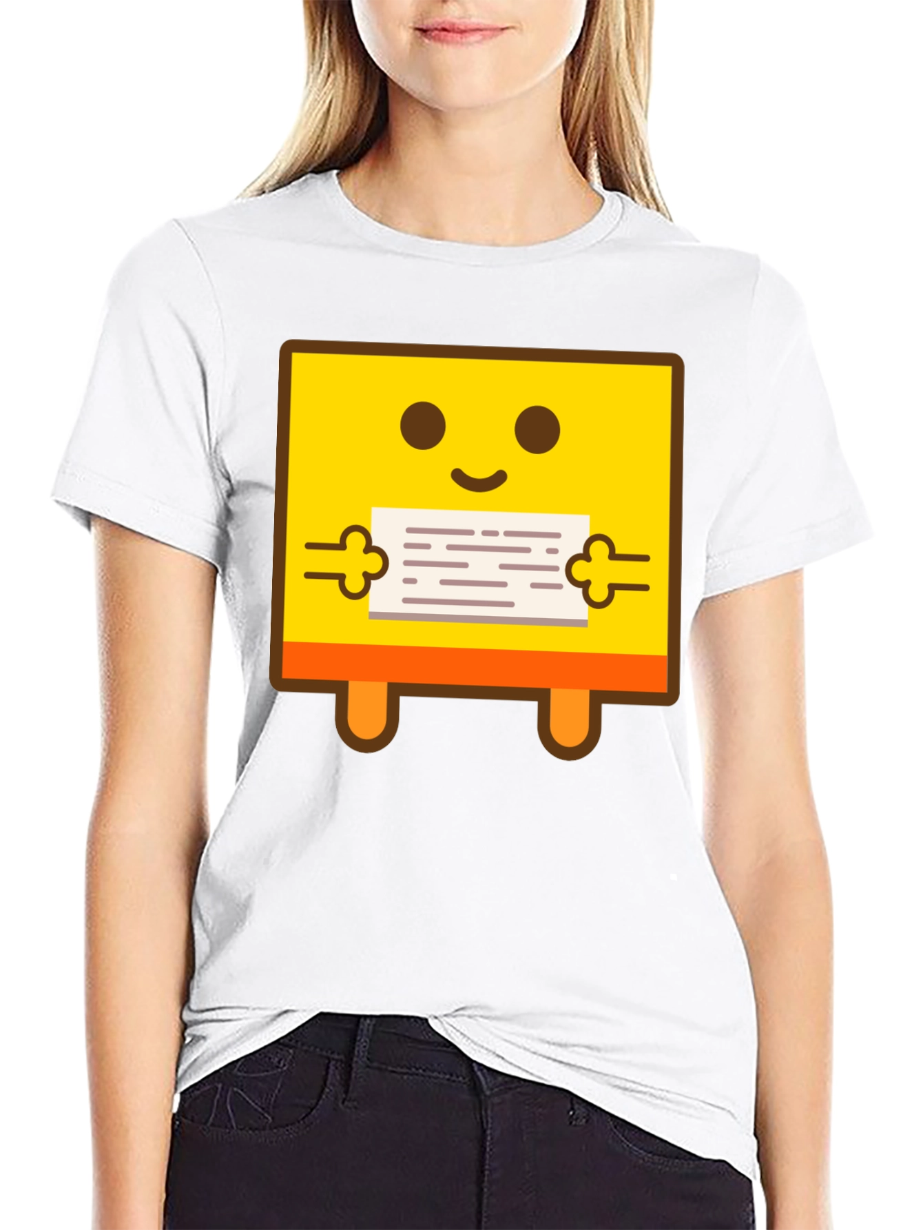 Smiley Face Holding Sign Graphic Tee - Black