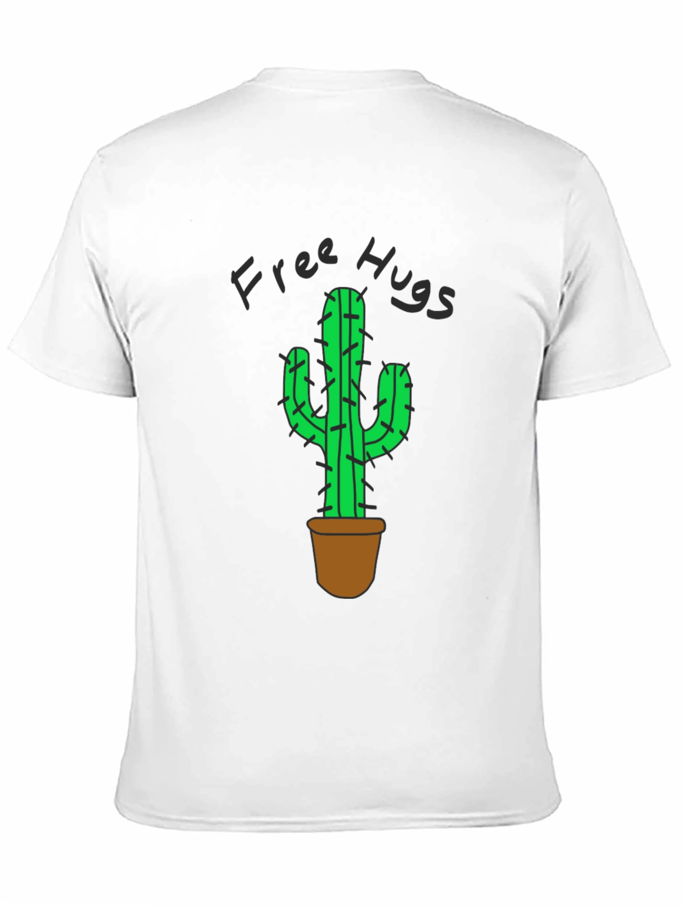 Free Hugs Cactus Graphic T-Shirt - Black Cotton Tee