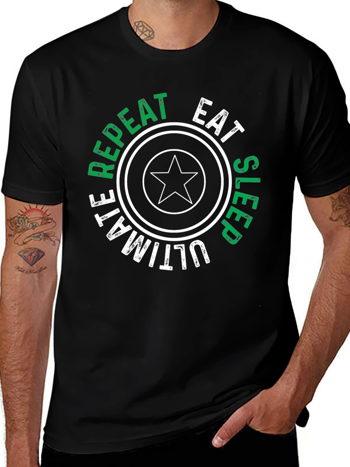 Eat Sleep Ultimate Repeat Black Graphic T-Shirt