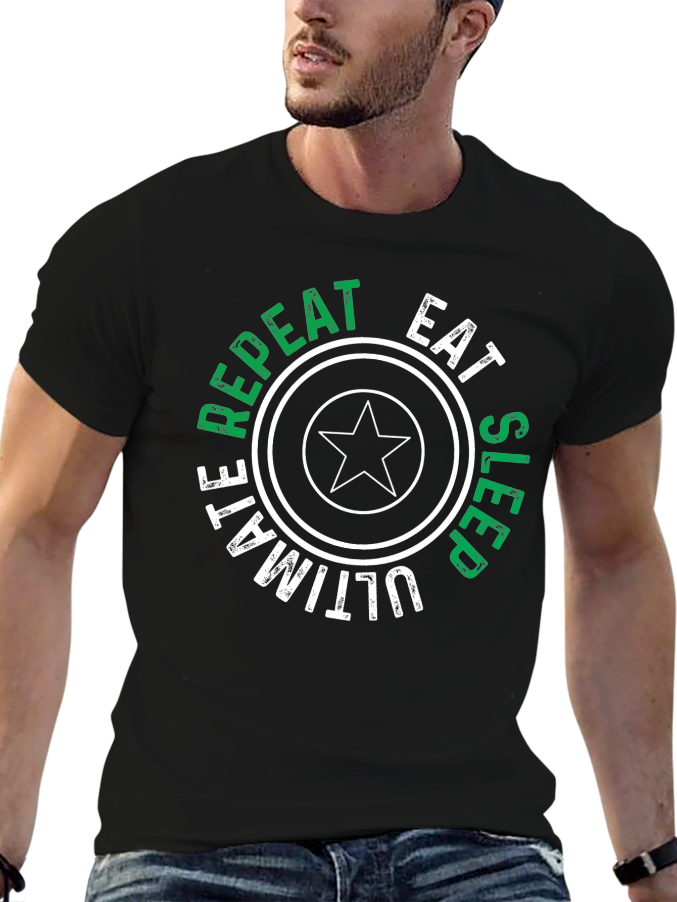 Eat Sleep Ultimate Repeat Black Graphic T-Shirt