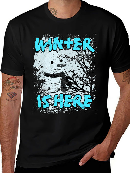 Winter is Here T-Shirt - Snowman Graphic Tee