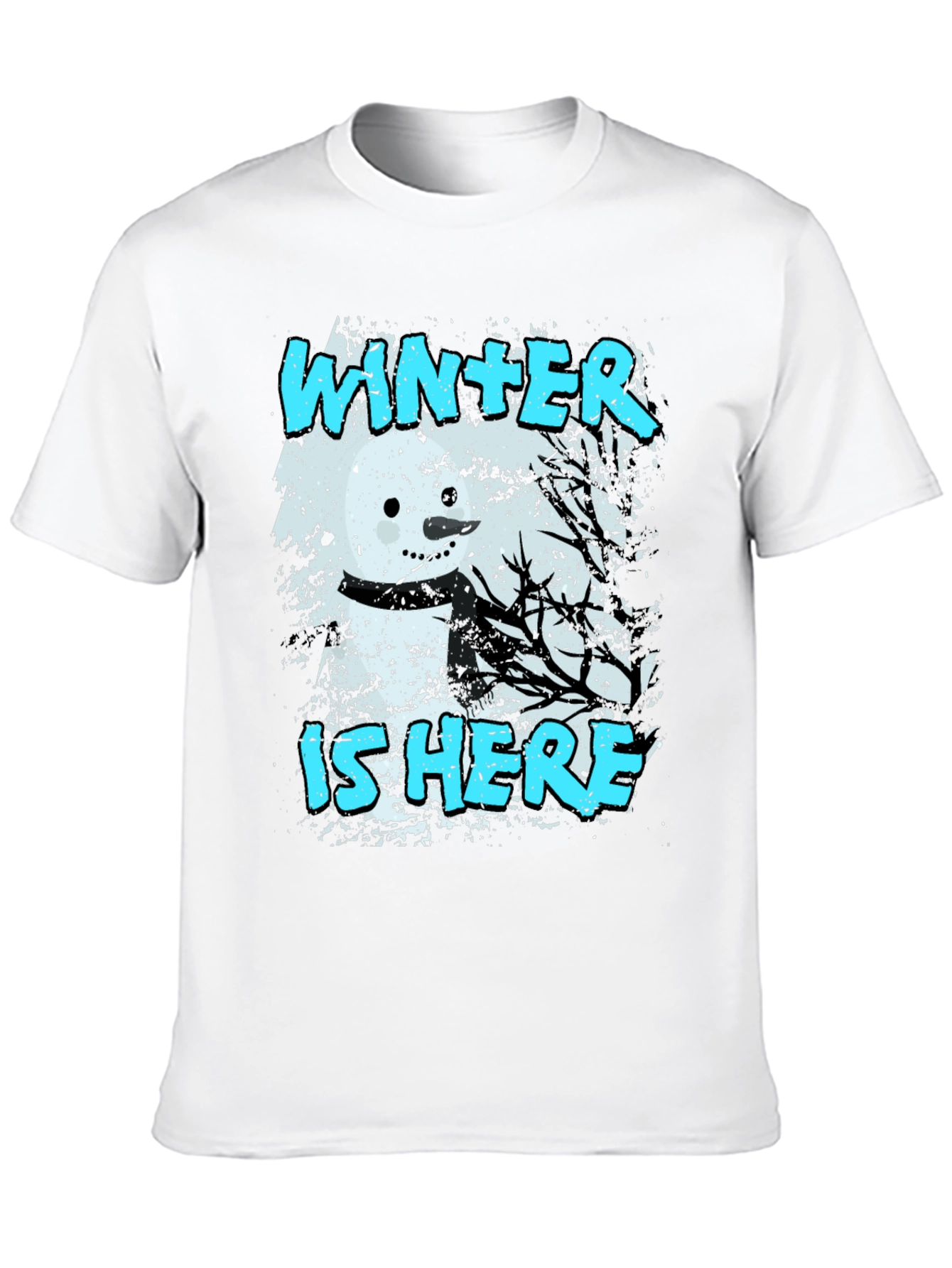 Winter is Here T-Shirt - Snowman Graphic Tee