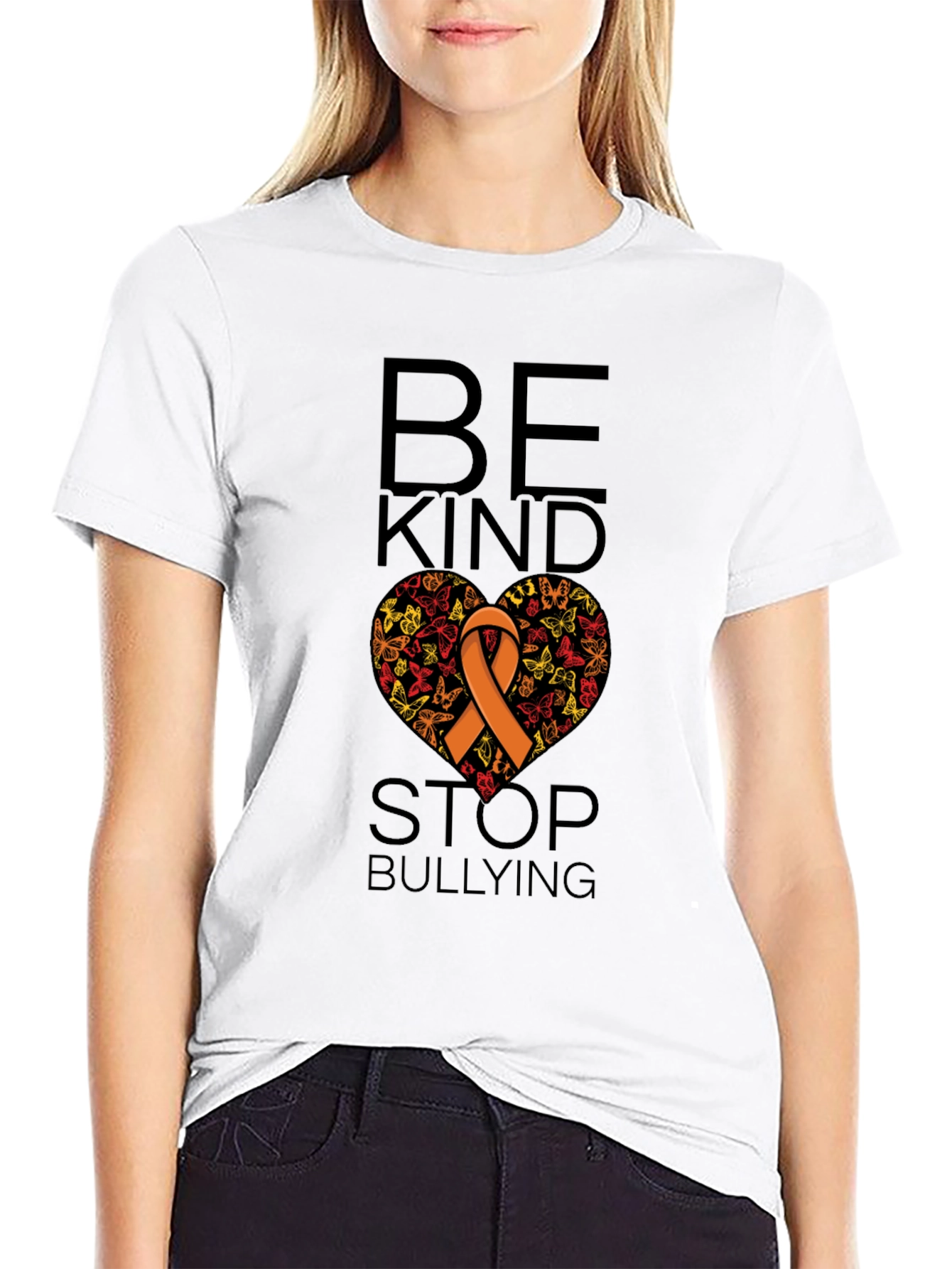 Be Kind Stop Bullying Ribbon Heart T-Shirt