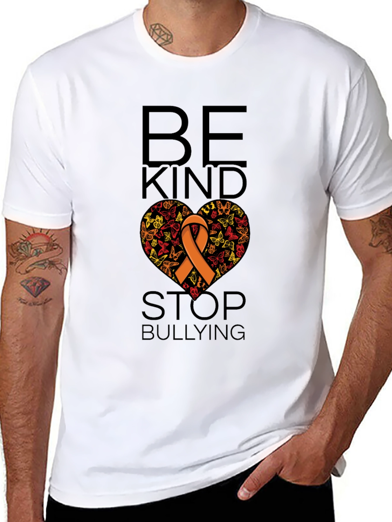 Be Kind Stop Bullying Ribbon Heart T-Shirt