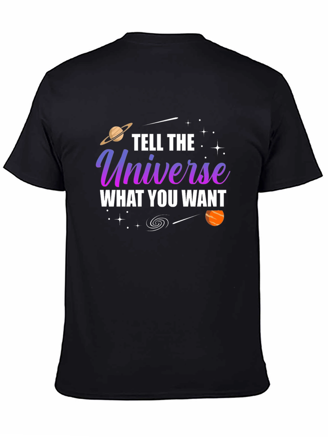 Tell the Universe T-Shirt - Black Cotton Graphic Tee