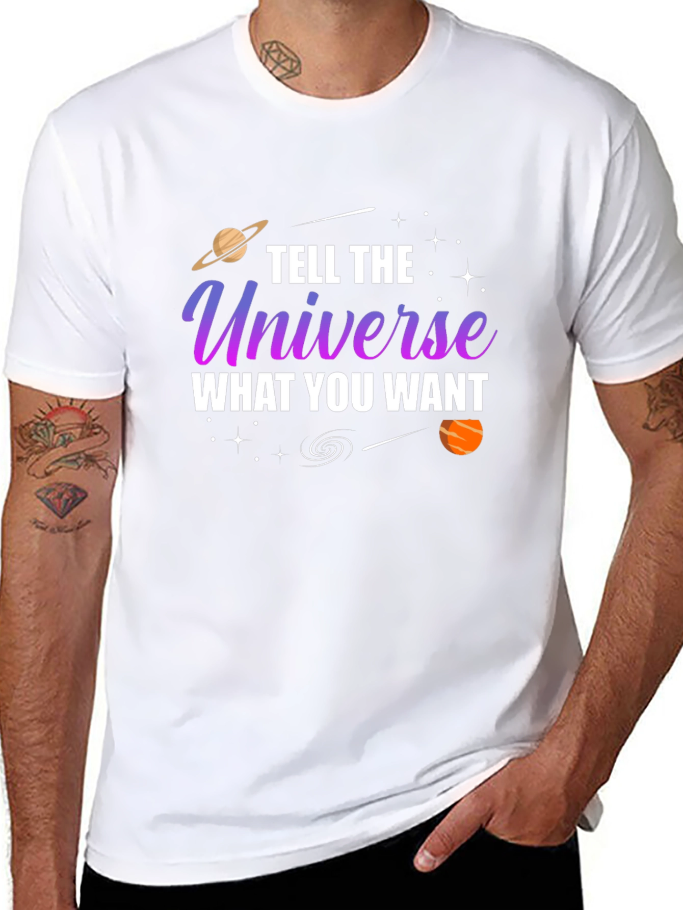 Tell the Universe T-Shirt - Black Cotton Graphic Tee