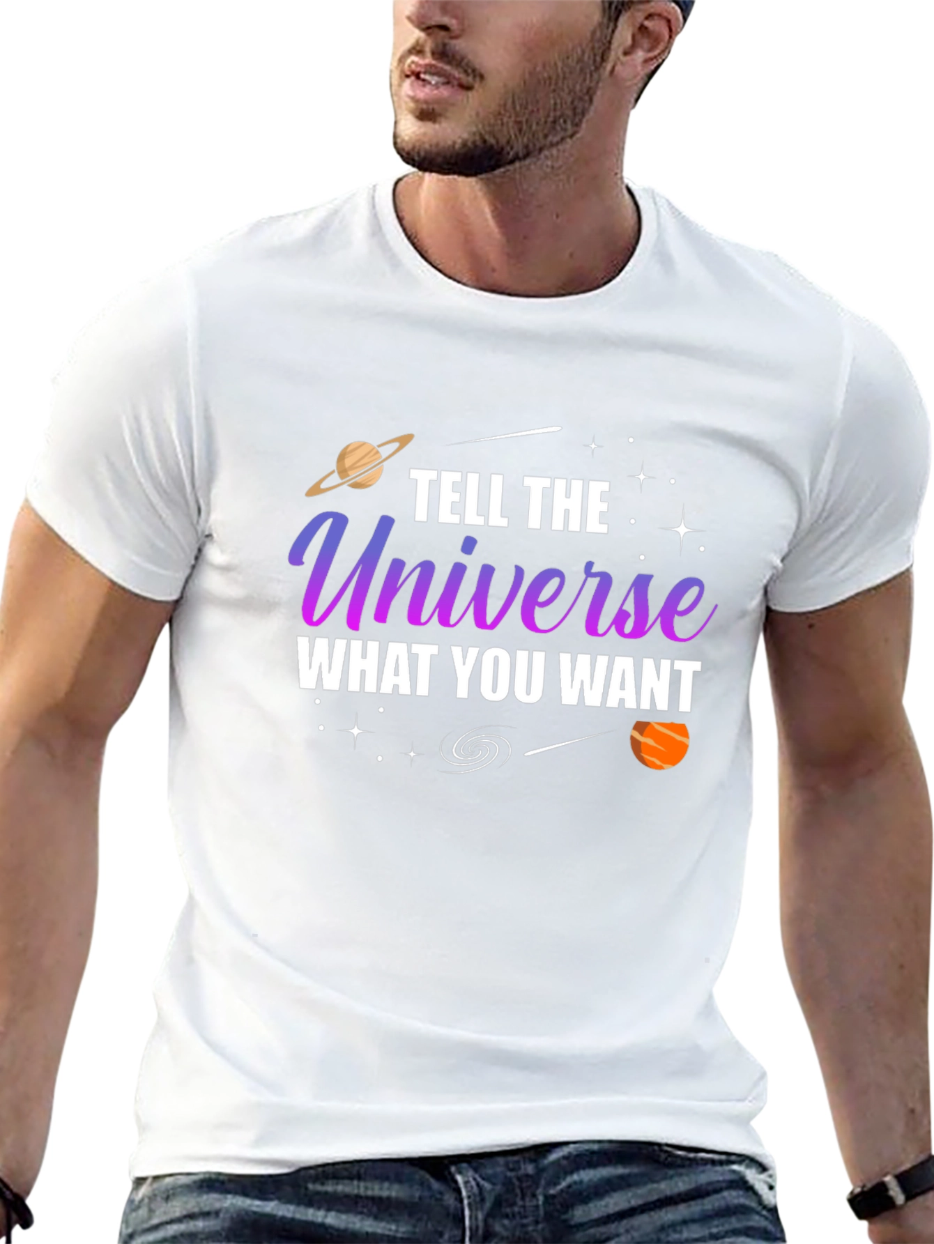 Tell the Universe T-Shirt - Black Cotton Graphic Tee