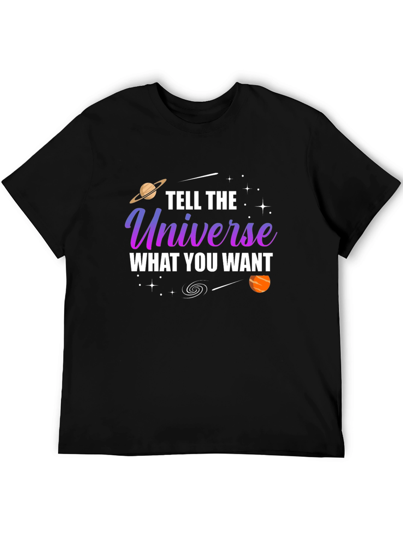 Tell the Universe T-Shirt - Black Cotton Graphic Tee