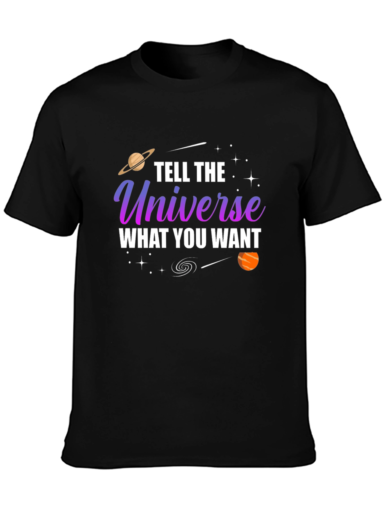 Tell the Universe T-Shirt - Black Cotton Graphic Tee