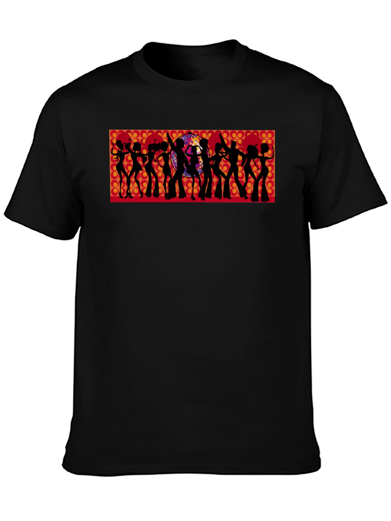Retro Disco Silhouette Graphic Tee - Black