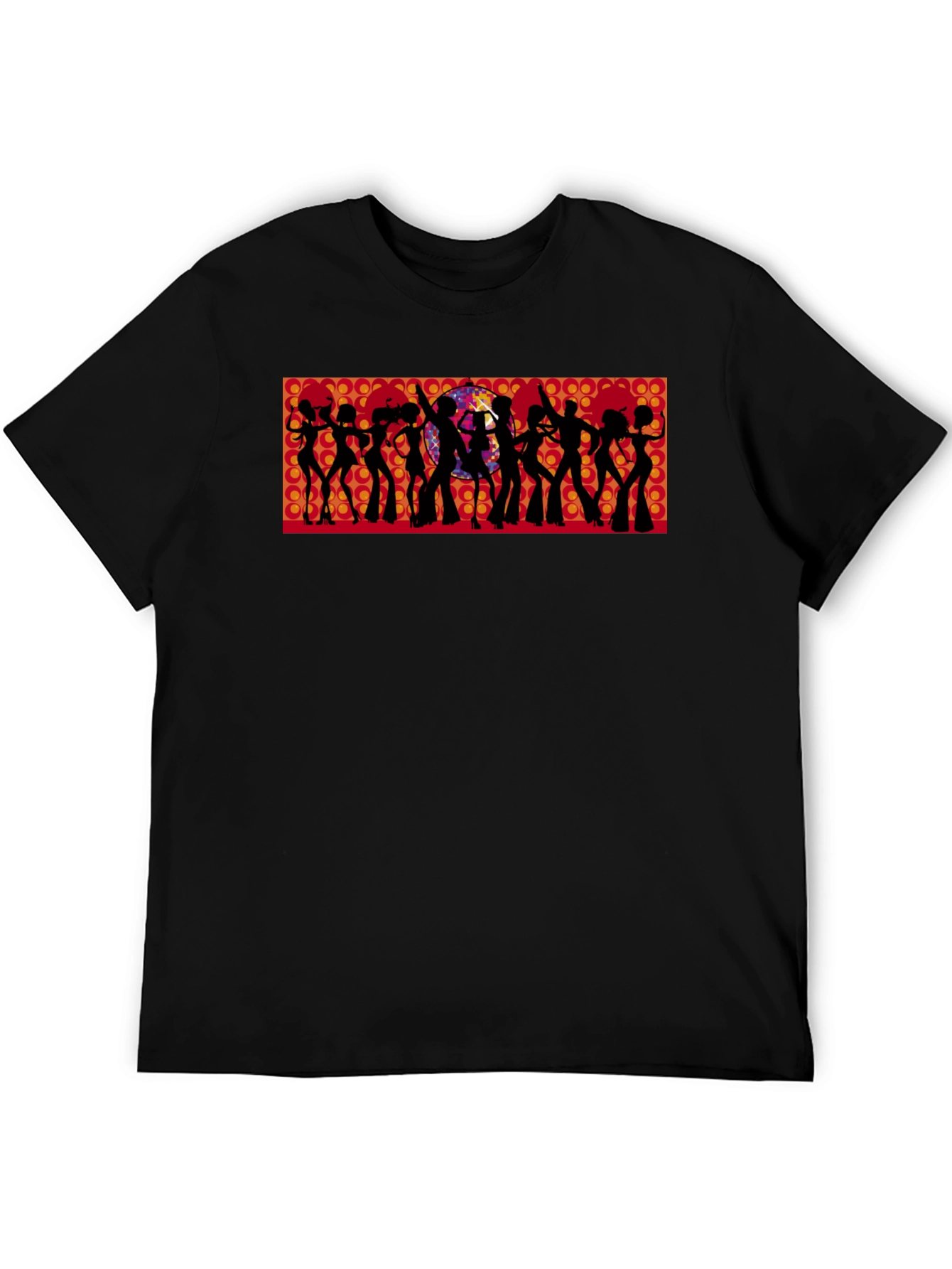 Retro Disco Silhouette Graphic Tee - Black