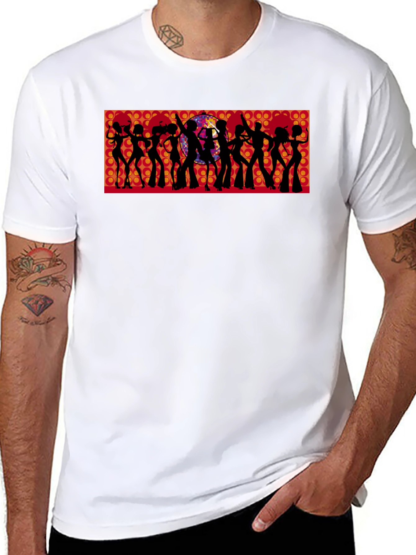Retro Disco Silhouette Graphic Tee - Black