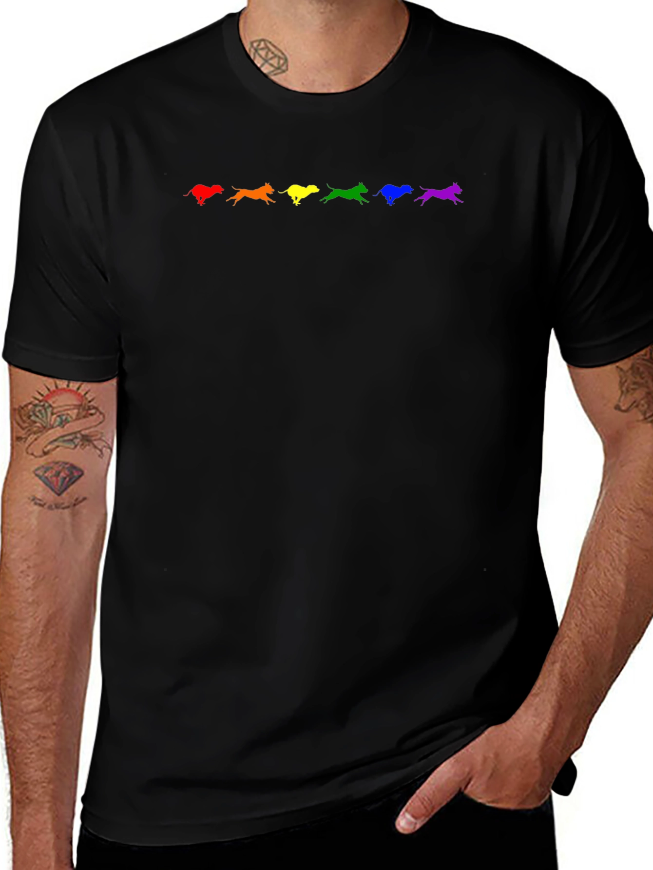 Rainbow Dogs Black T-Shirt