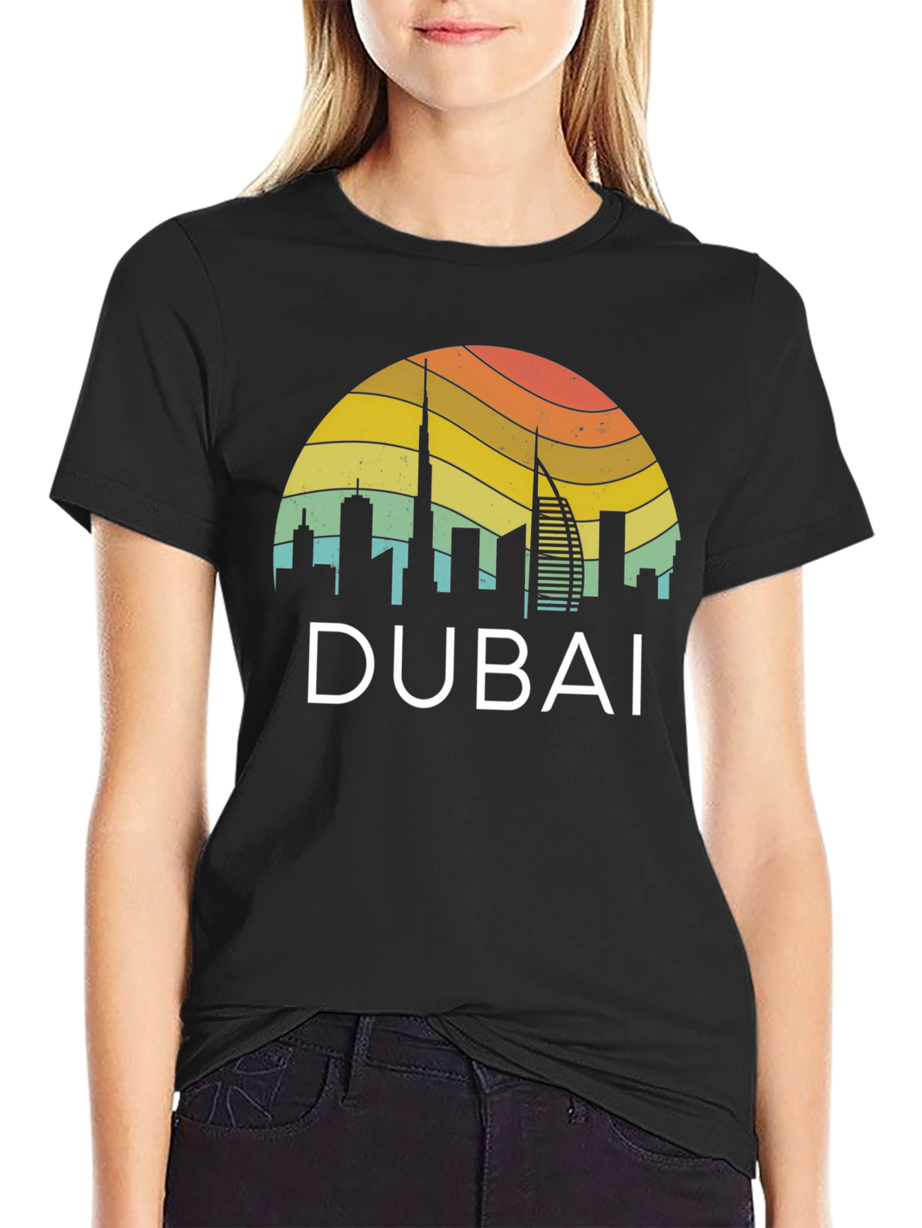 Dubai Skyline Retro T-Shirt - Vacation Souvenir