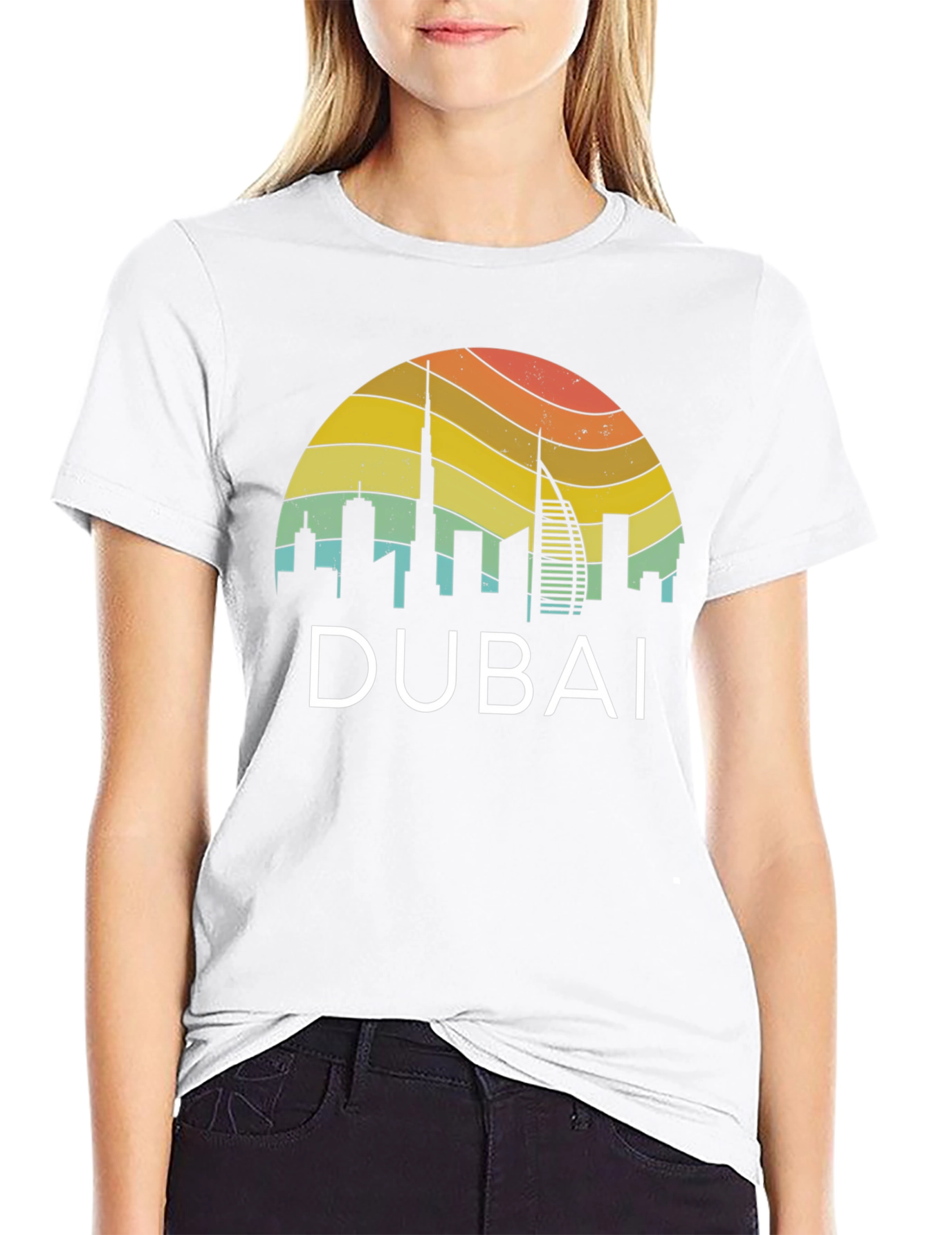 Dubai Skyline Retro T-Shirt - Vacation Souvenir
