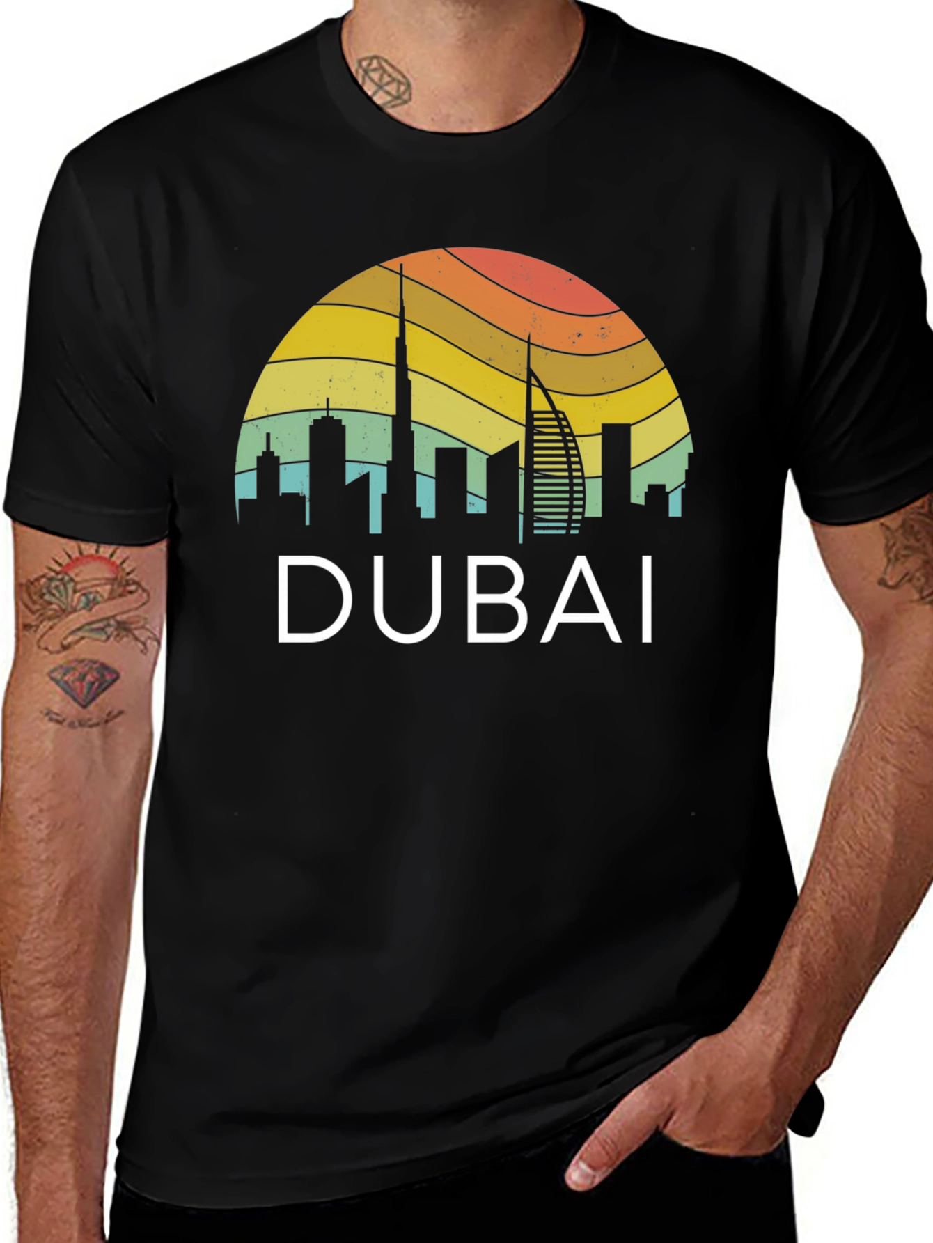 Dubai Skyline Retro T-Shirt - Vacation Souvenir