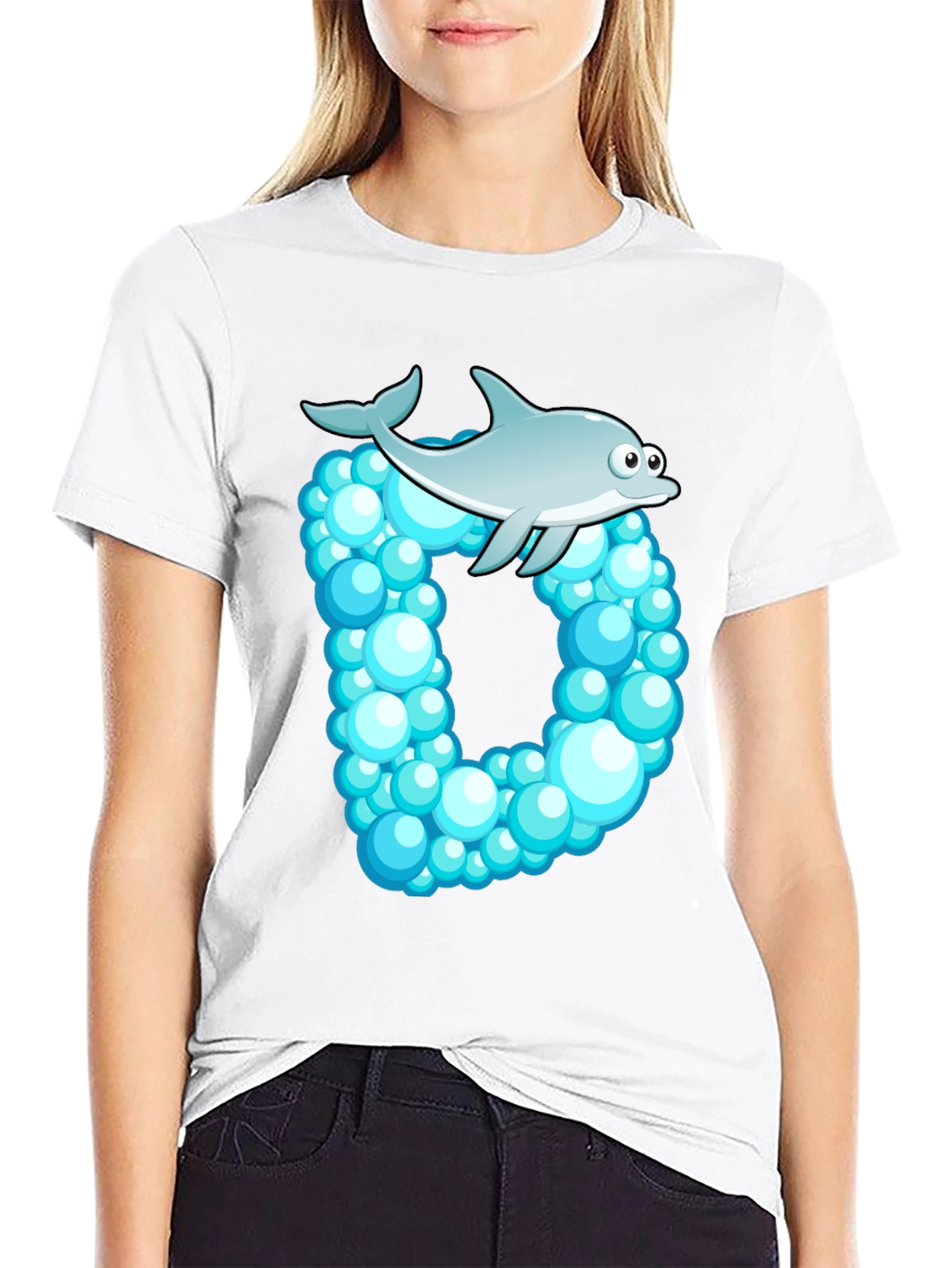 Dolphin Bubble Letter Graphic Tee