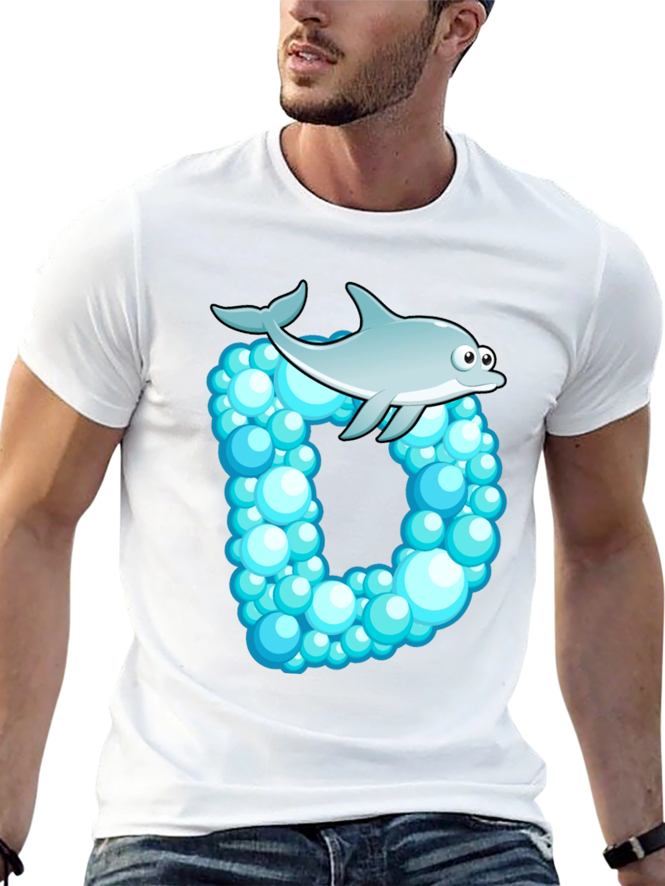 Dolphin Bubble Letter Graphic Tee