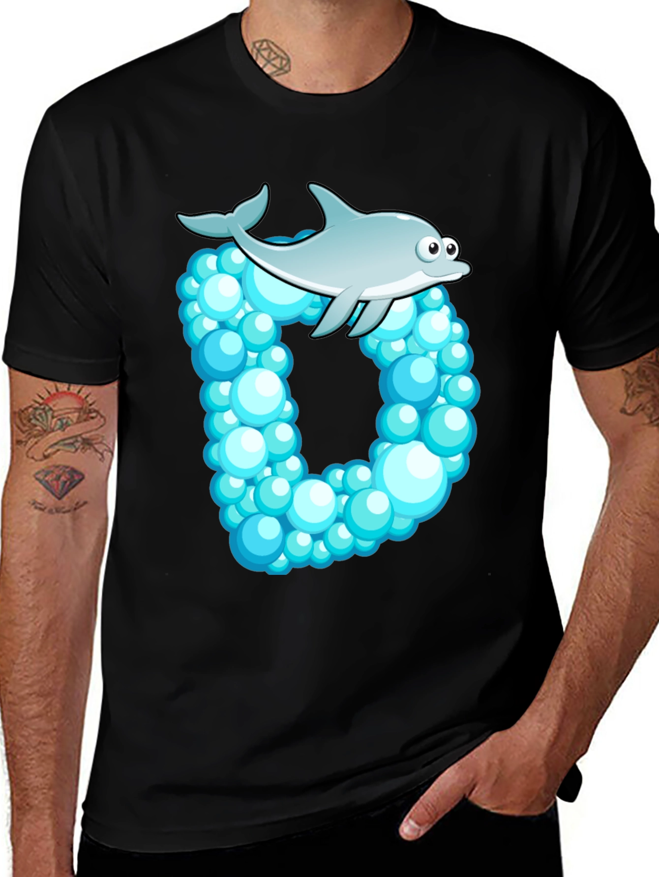 Dolphin Bubble Letter Graphic Tee