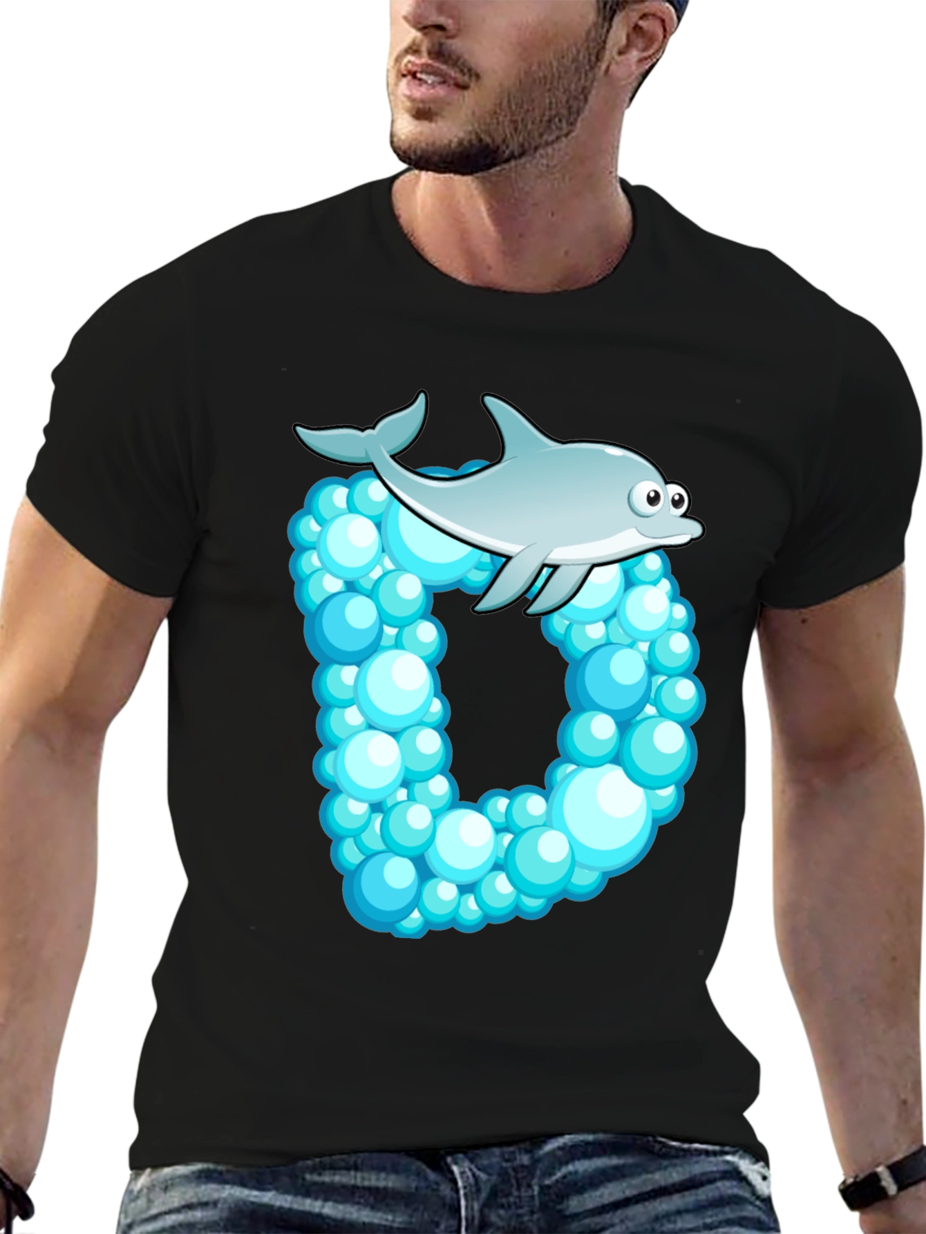 Dolphin Bubble Letter Graphic Tee