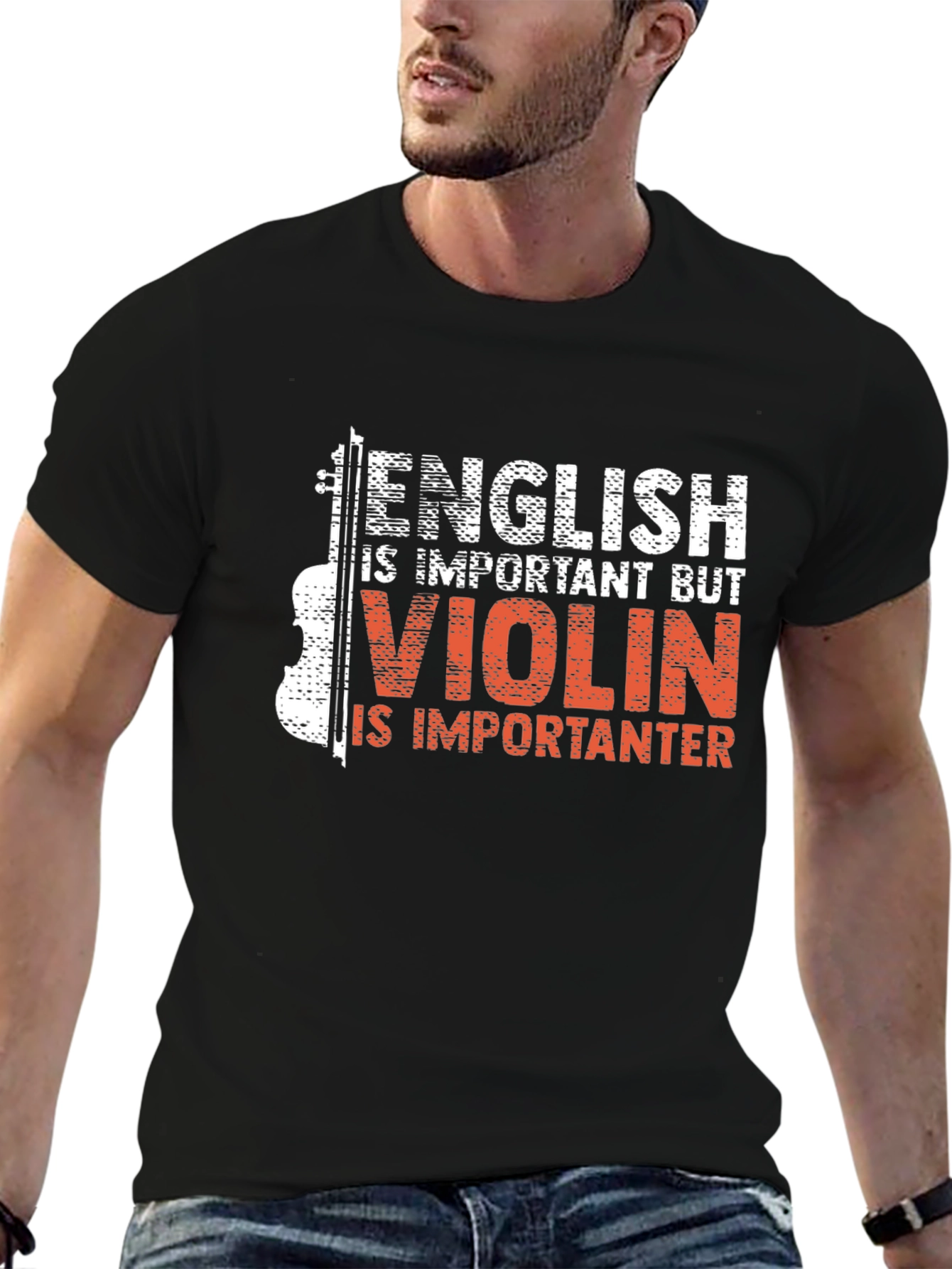 Funny Violin Lover Black T-Shirt