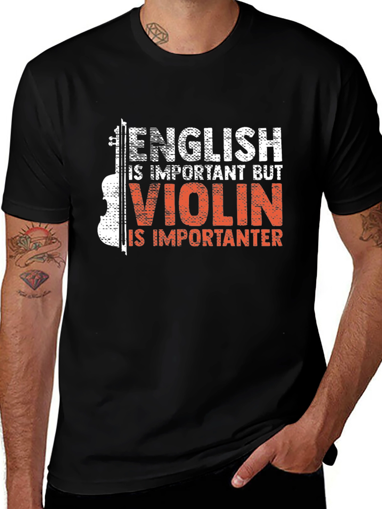 Funny Violin Lover Black T-Shirt