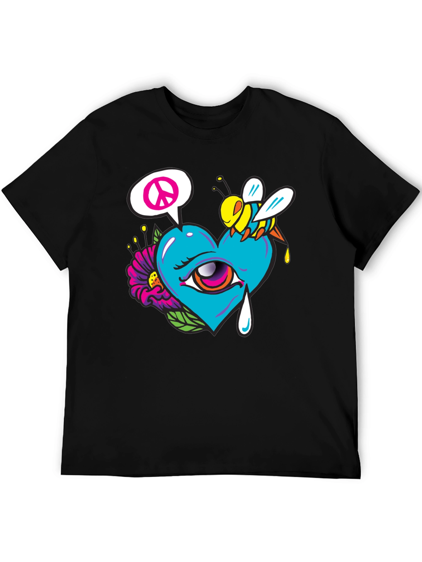 Heart Eye Peace Bee Graphic T-Shirt