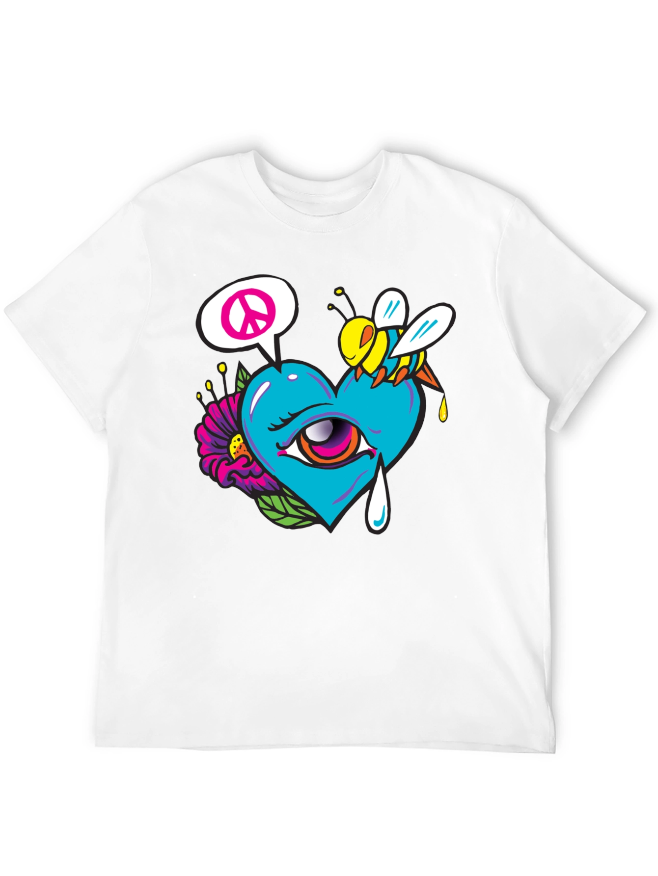 Heart Eye Peace Bee Graphic T-Shirt