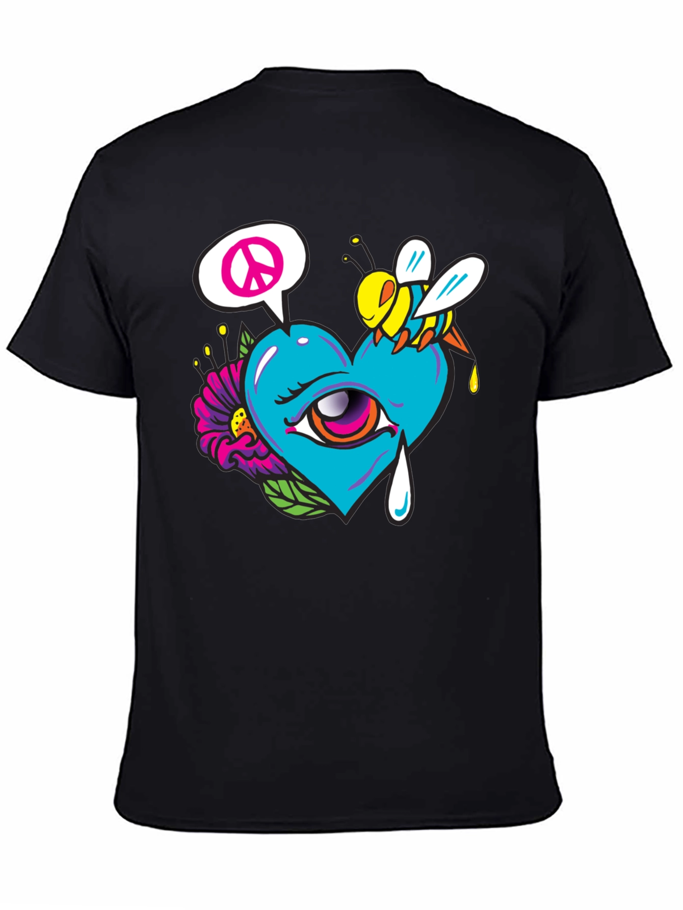 Heart Eye Peace Bee Graphic T-Shirt