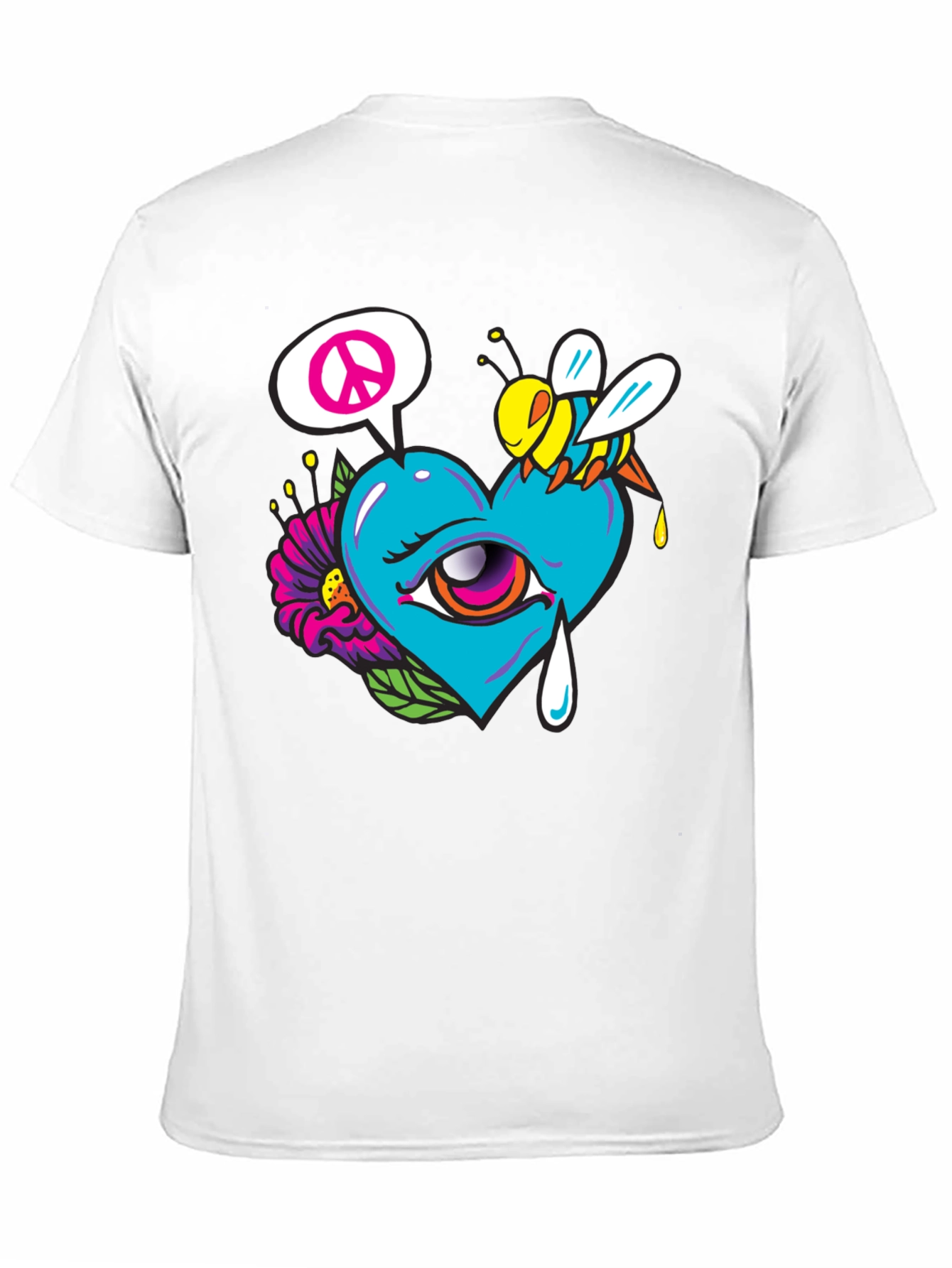 Heart Eye Peace Bee Graphic T-Shirt
