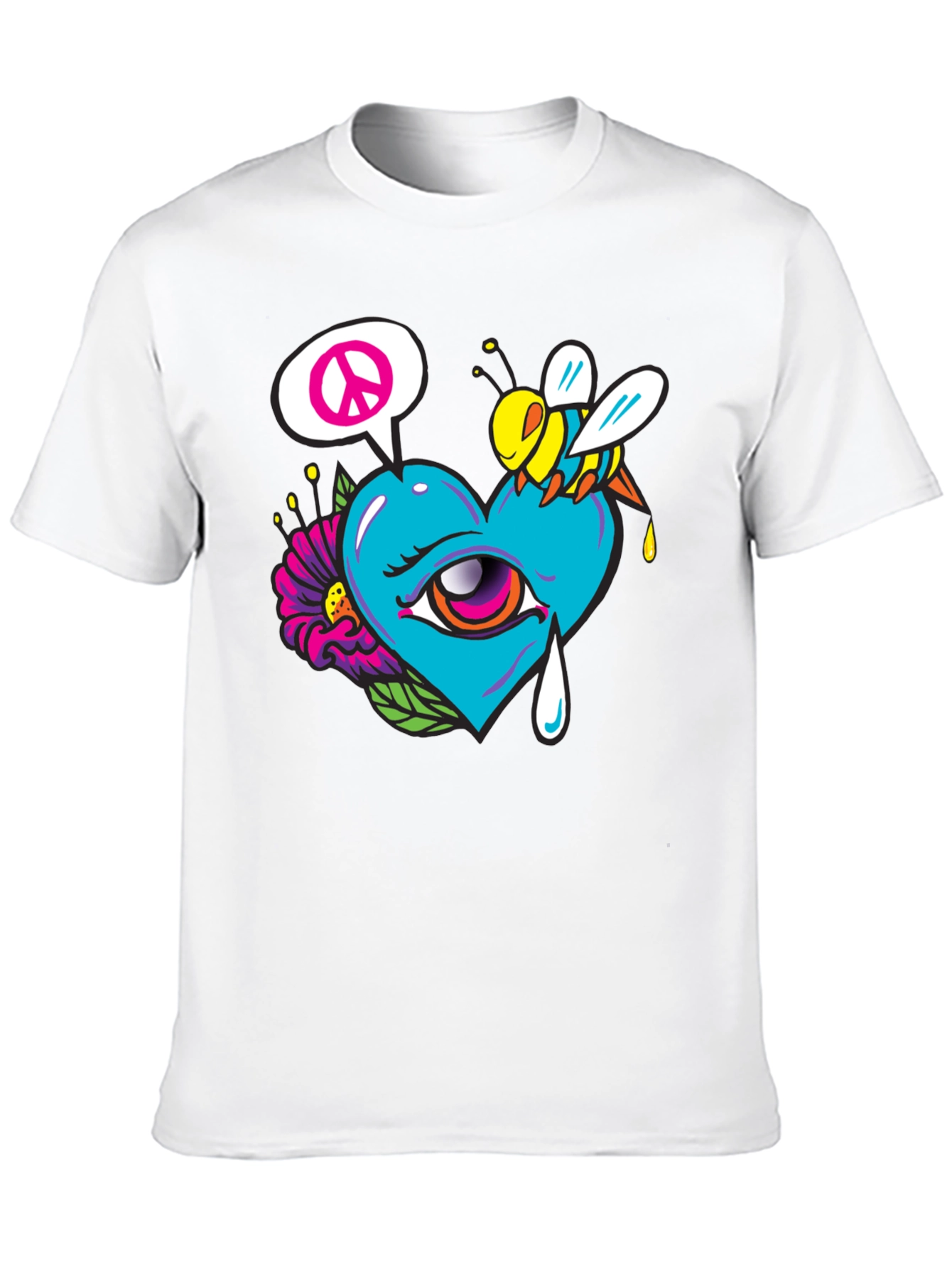 Heart Eye Peace Bee Graphic T-Shirt