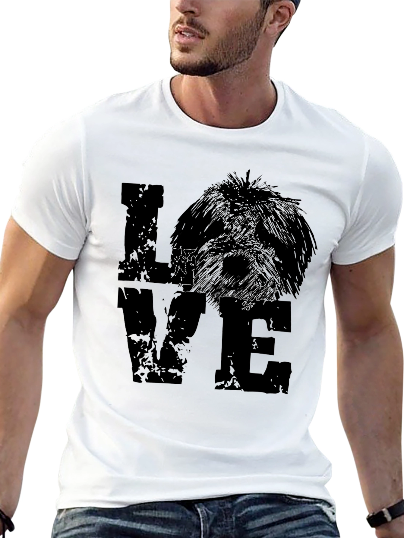 Love Dog Graphic Tee - Black Cotton Blend