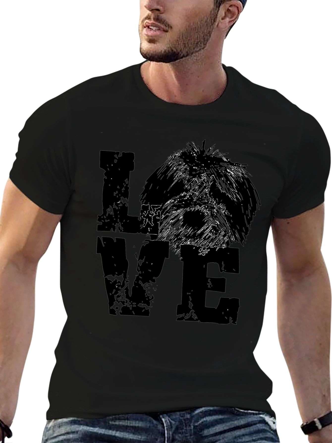 Love Dog Graphic Tee - Black Cotton Blend