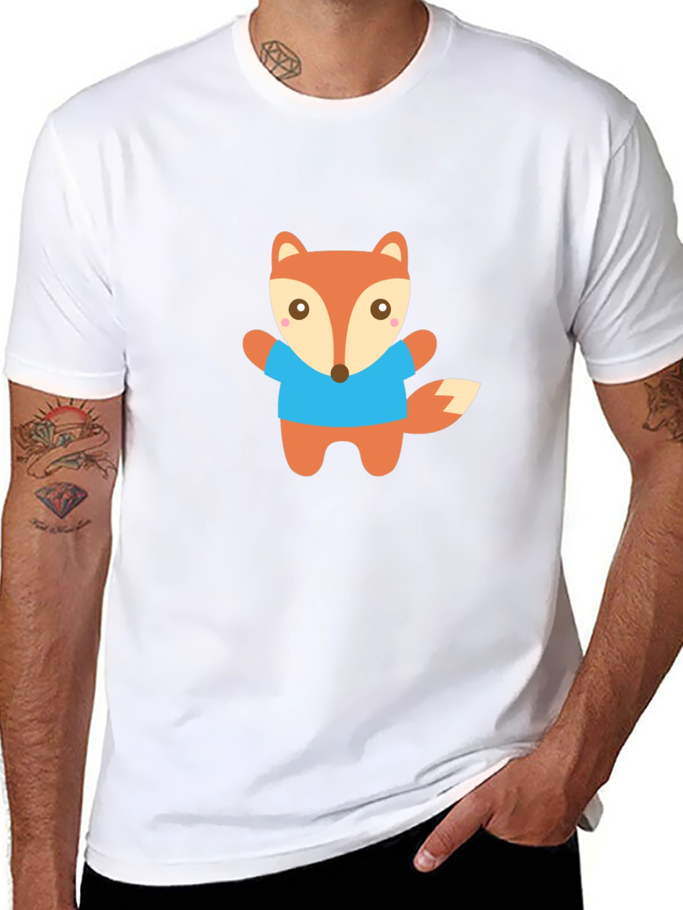 Cute Fox Graphic Tee - Black Unisex T-Shirt