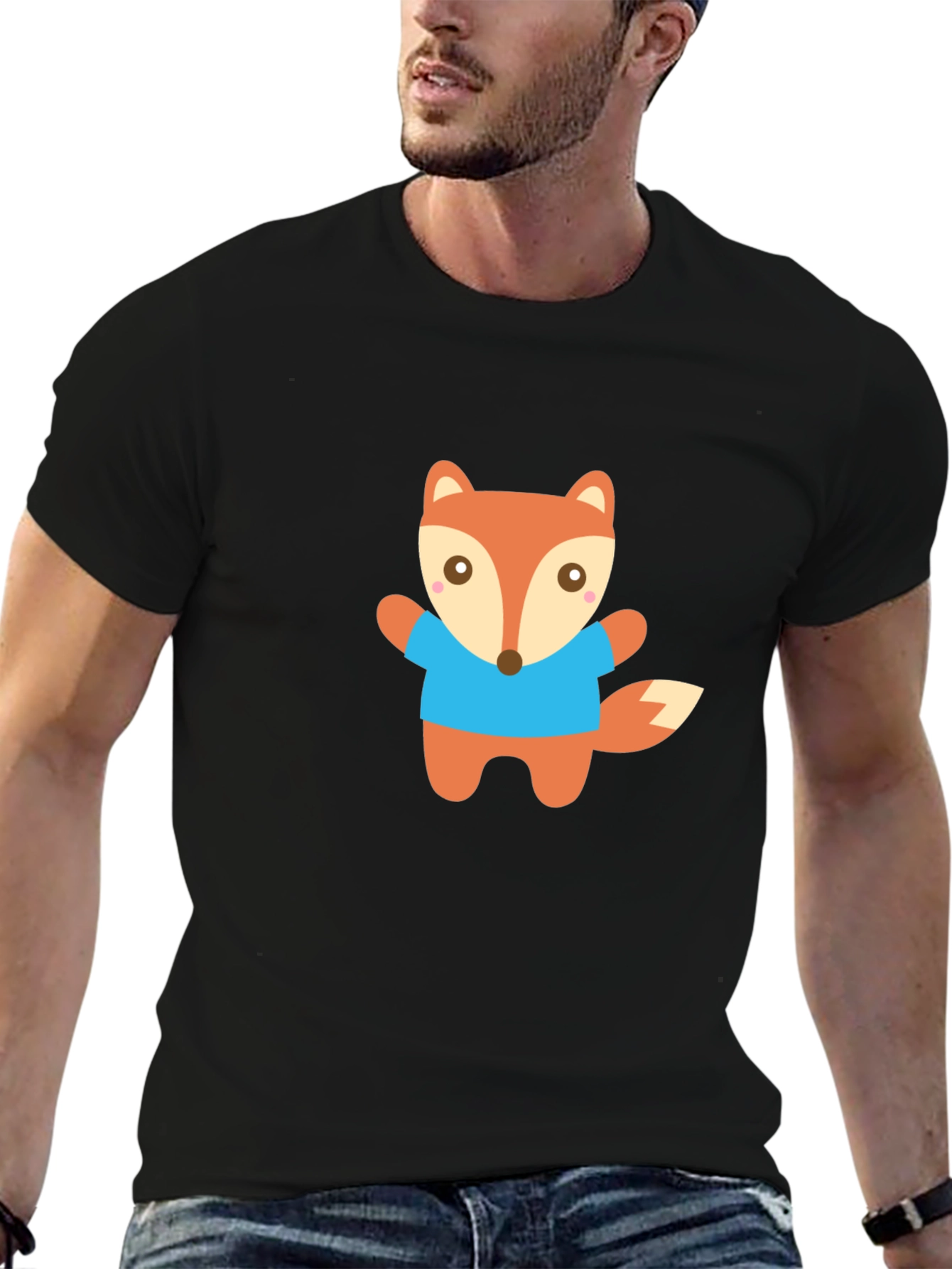 Cute Fox Graphic Tee - Black Unisex T-Shirt
