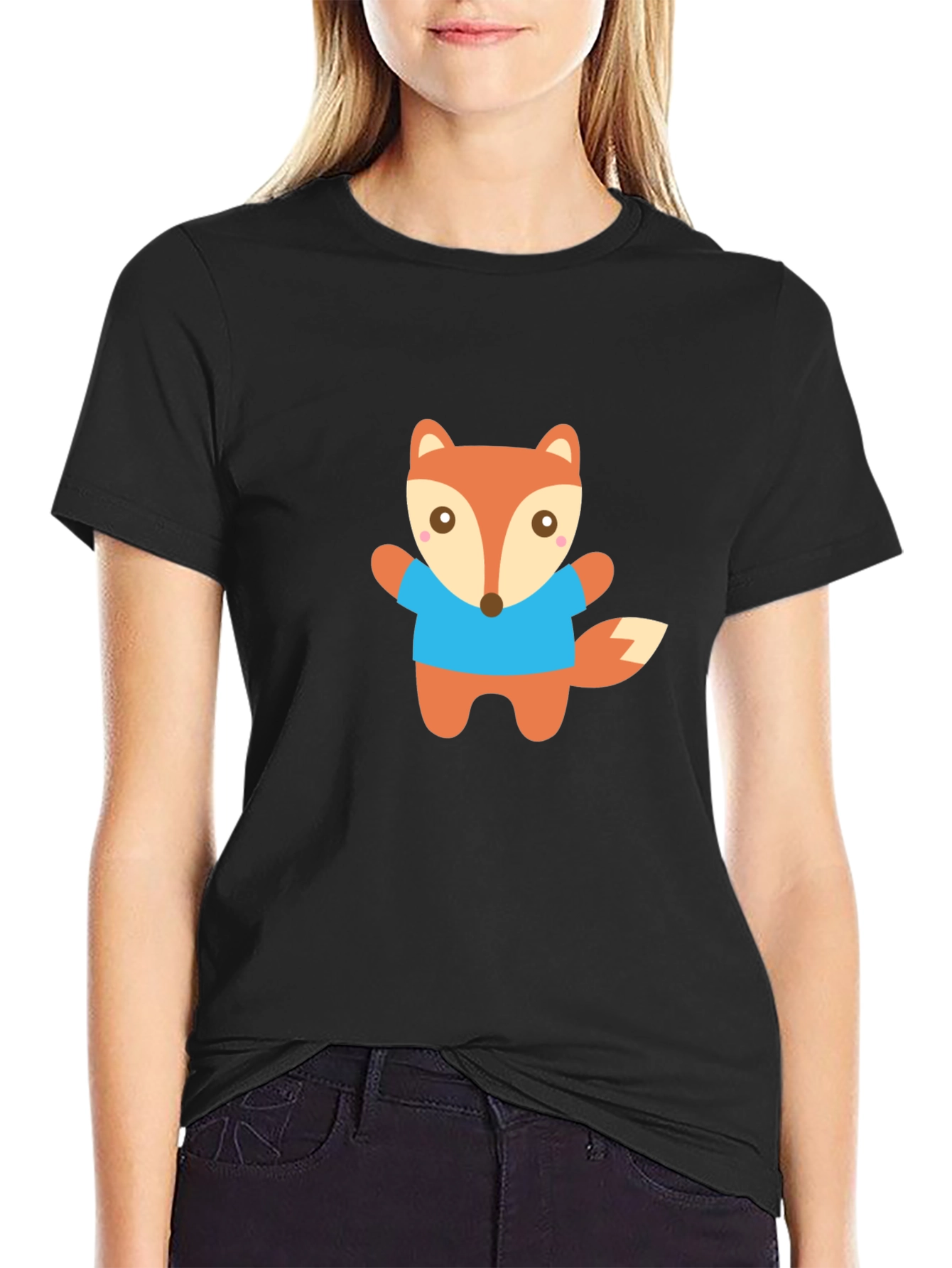 Cute Fox Graphic Tee - Black Unisex T-Shirt