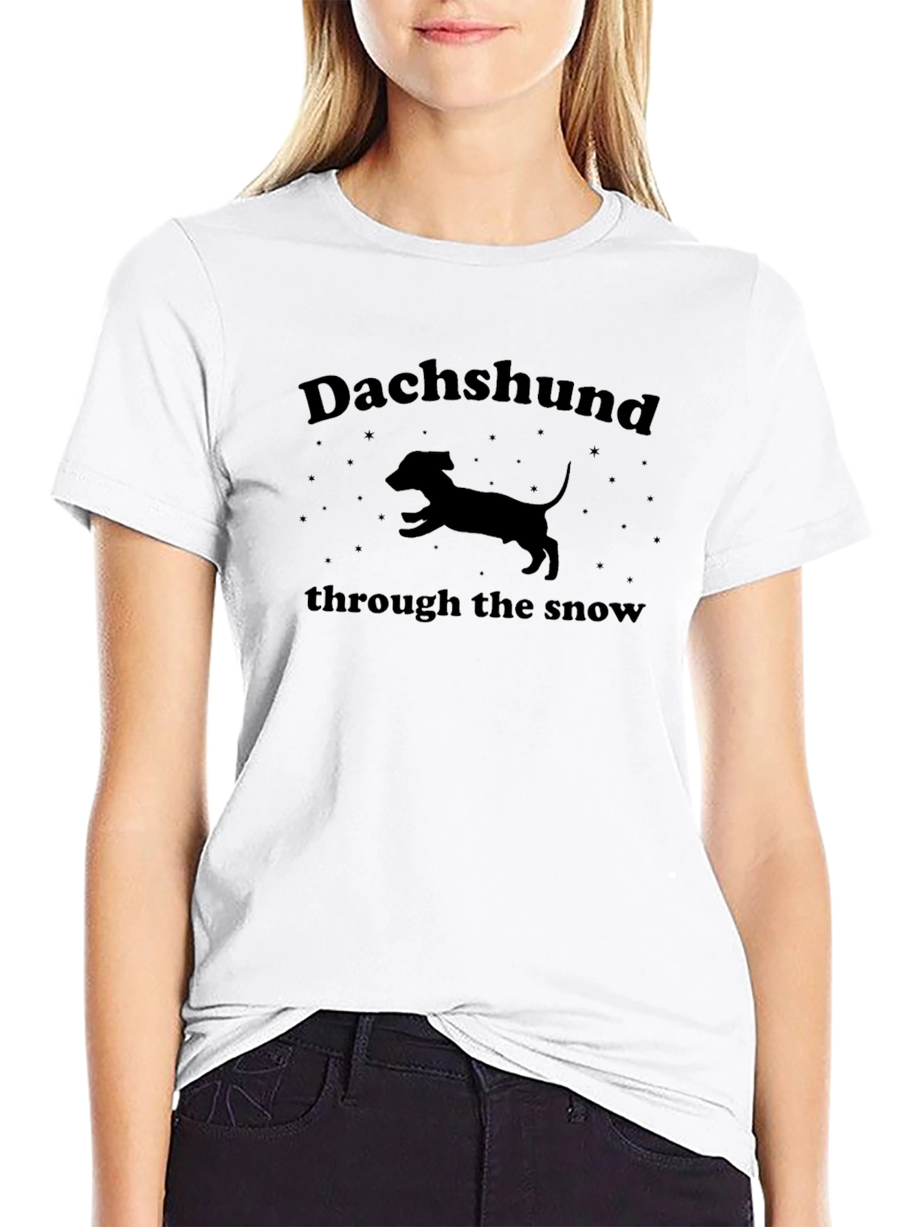 Dachshund Through the Snow Black T-Shirt
