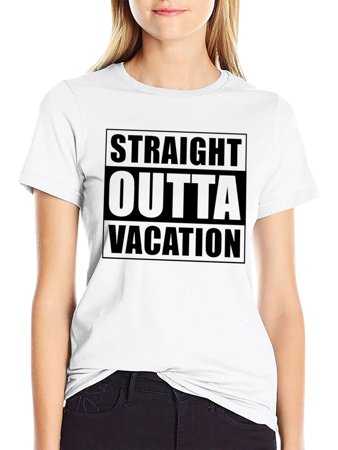 Straight Outta Vacation Black T-Shirt