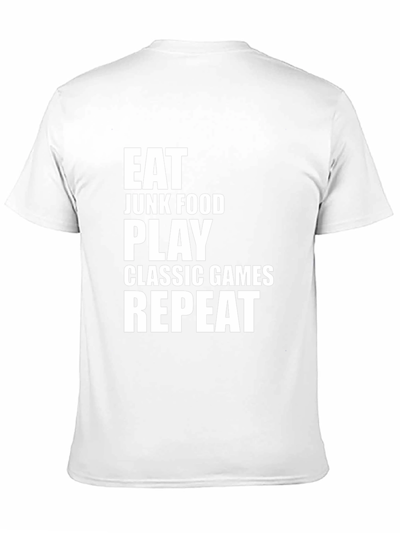 Eat Junk Food Play Classic Games Repeat Black T-Shirt